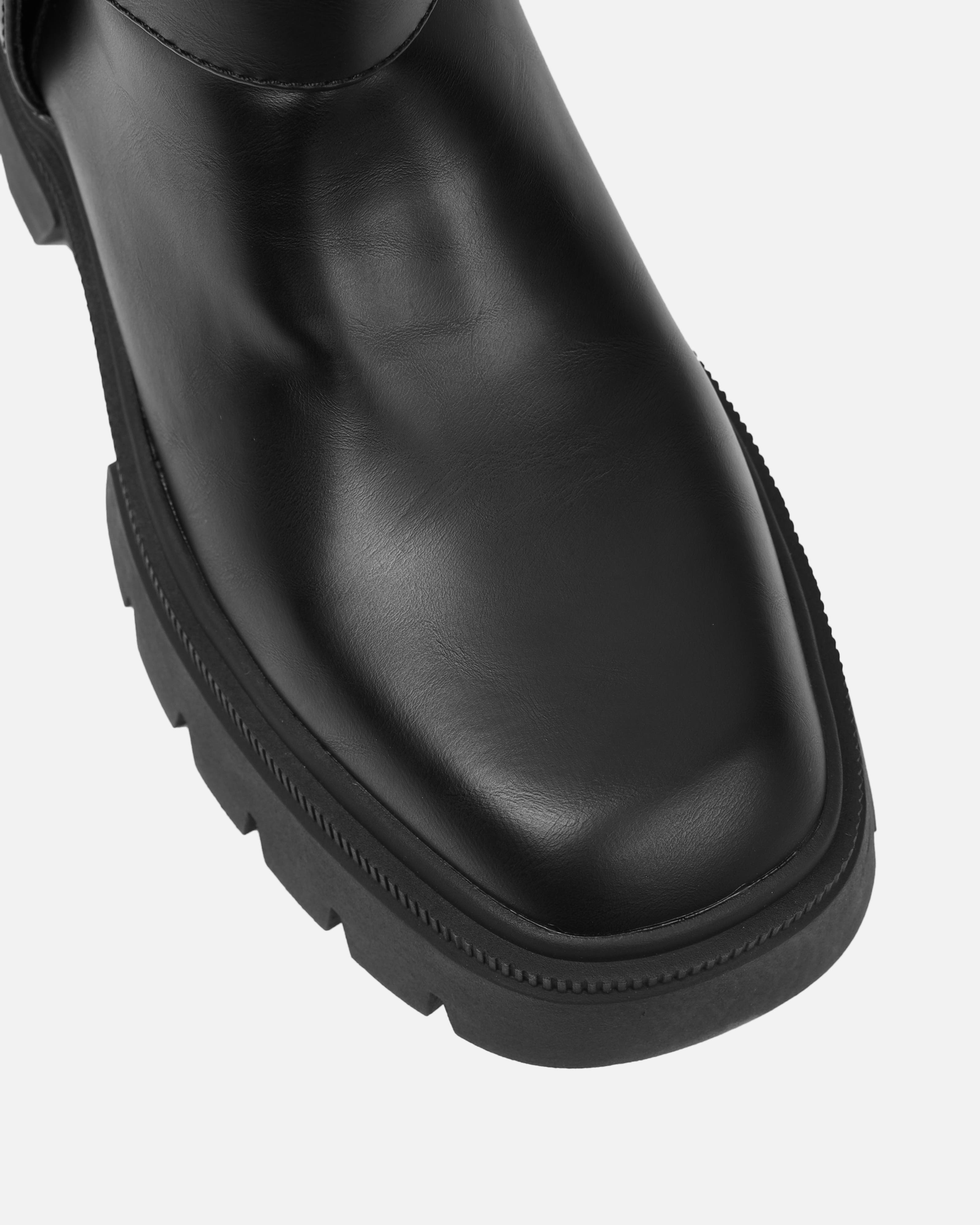 Alpesh Black Chunky Biker Boots | SIMMI London