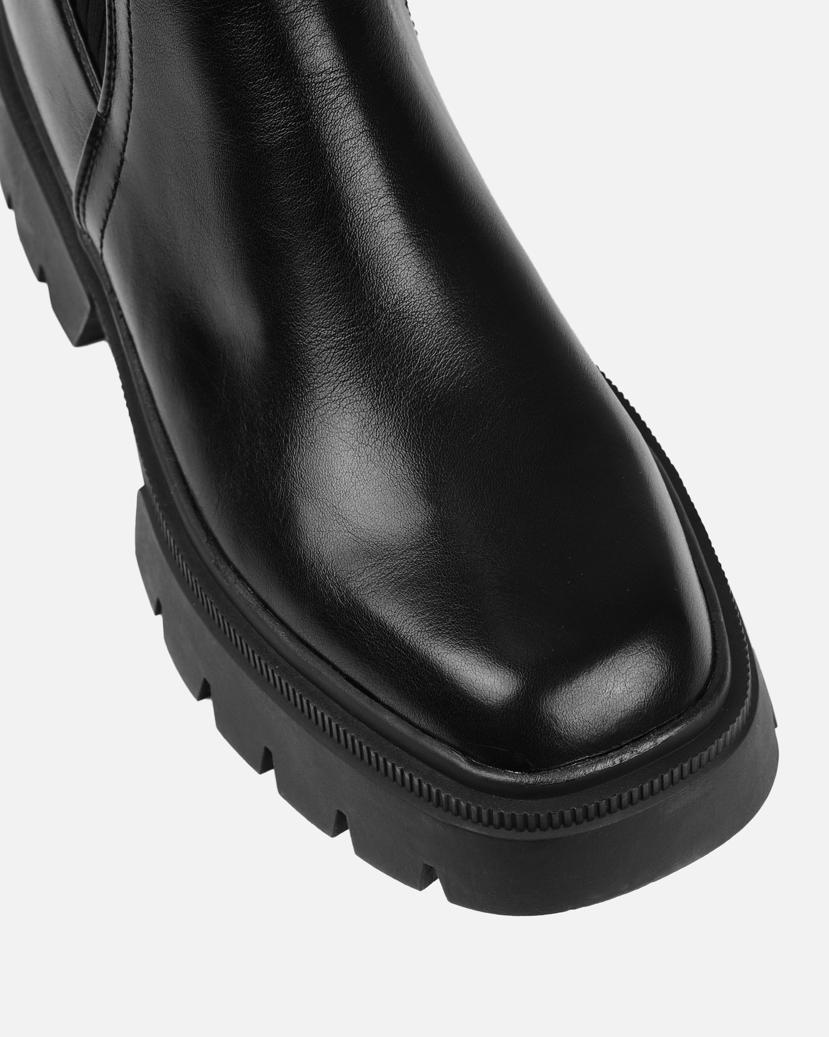 Malakai Black Knit Chunky Ankle Boots | SIMMI London