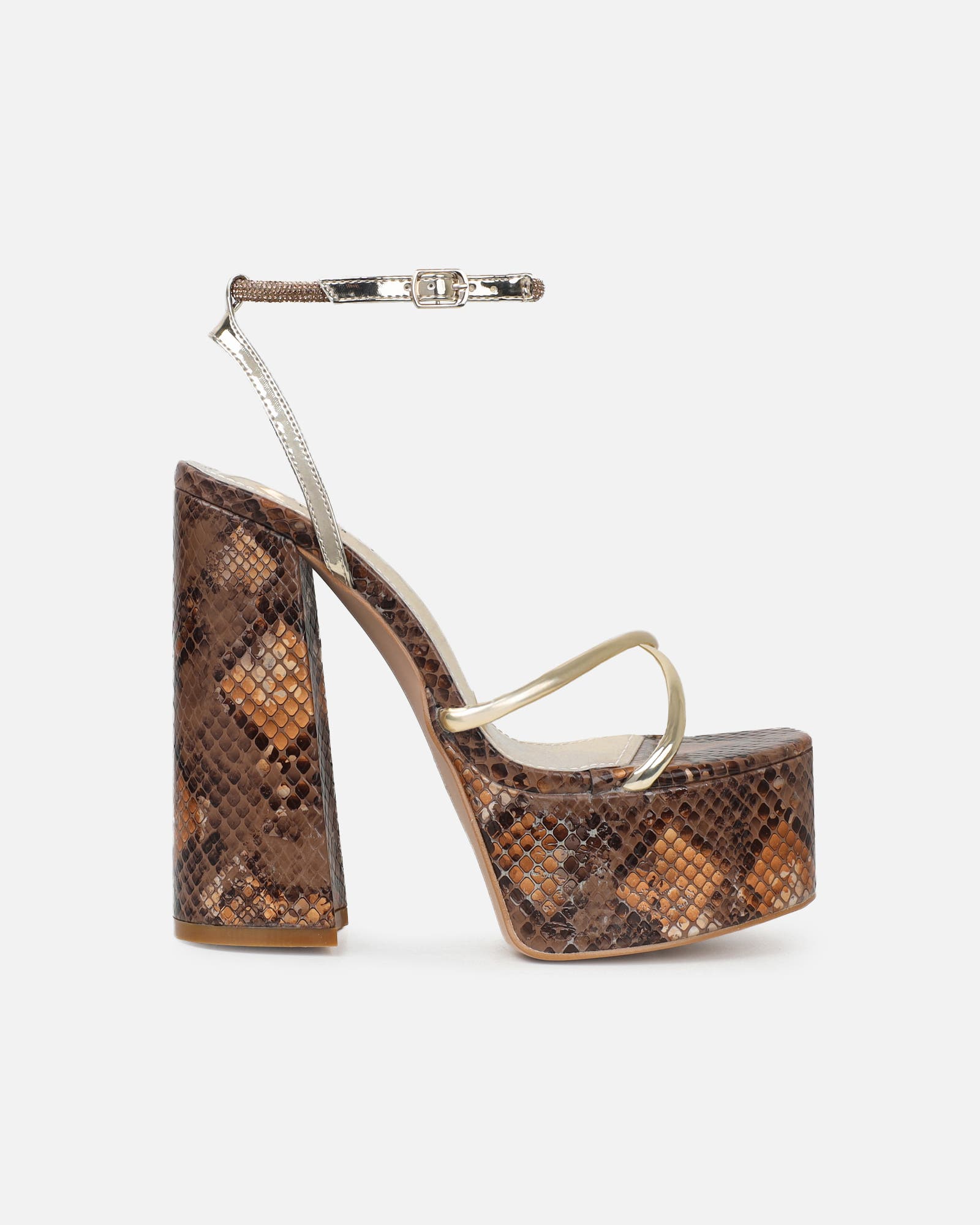 Keoni Beige Snake Platform Sandals | SIMMI London