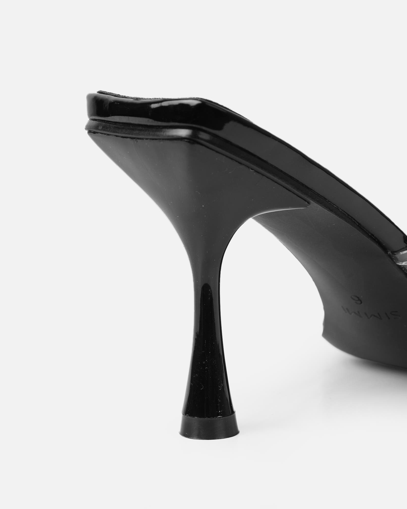 Blushing Black Diamante Mid Heel Mules| SIMMI London