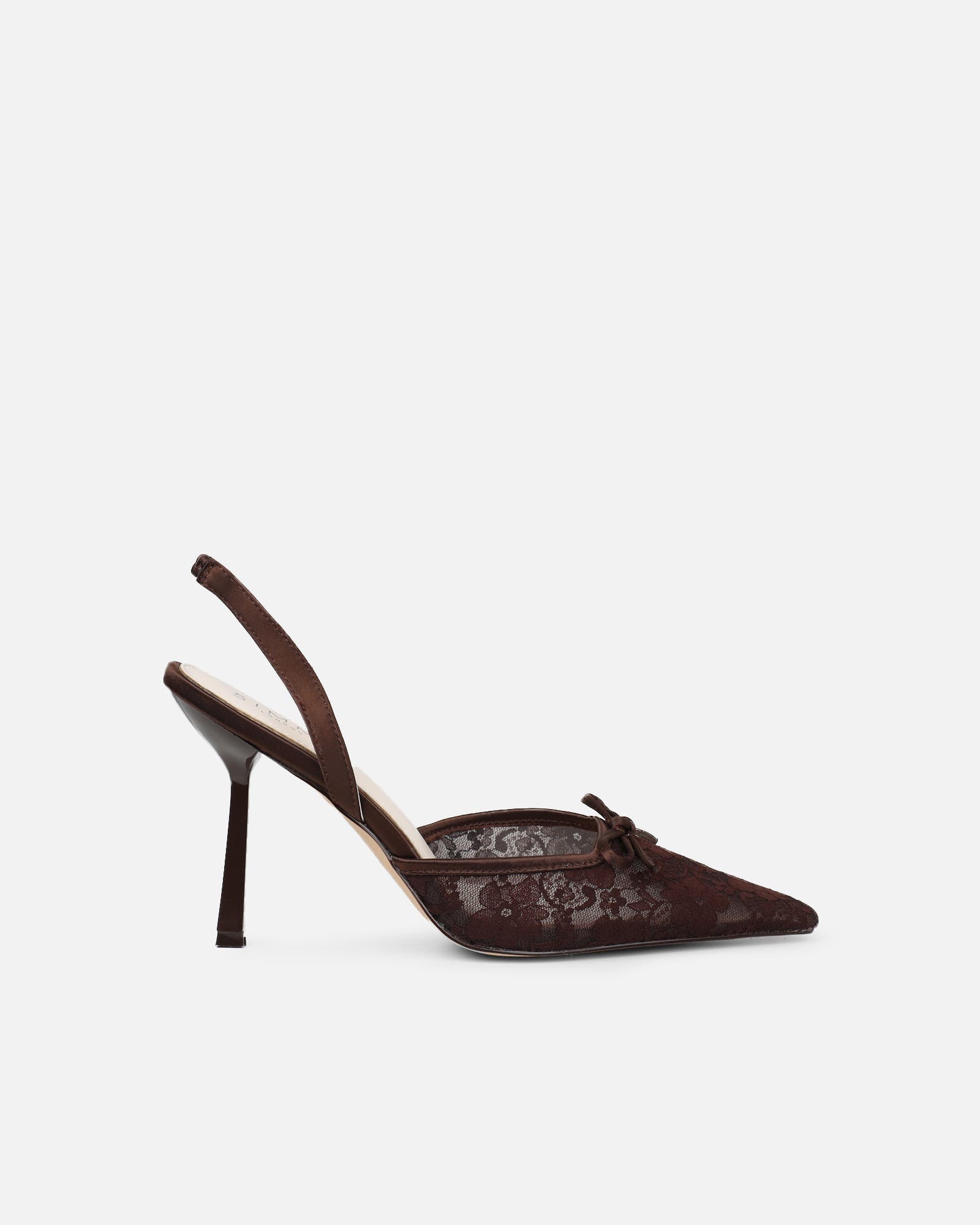 Bebee Brown Lace Bow Heeled Sandals | SIMMI London
