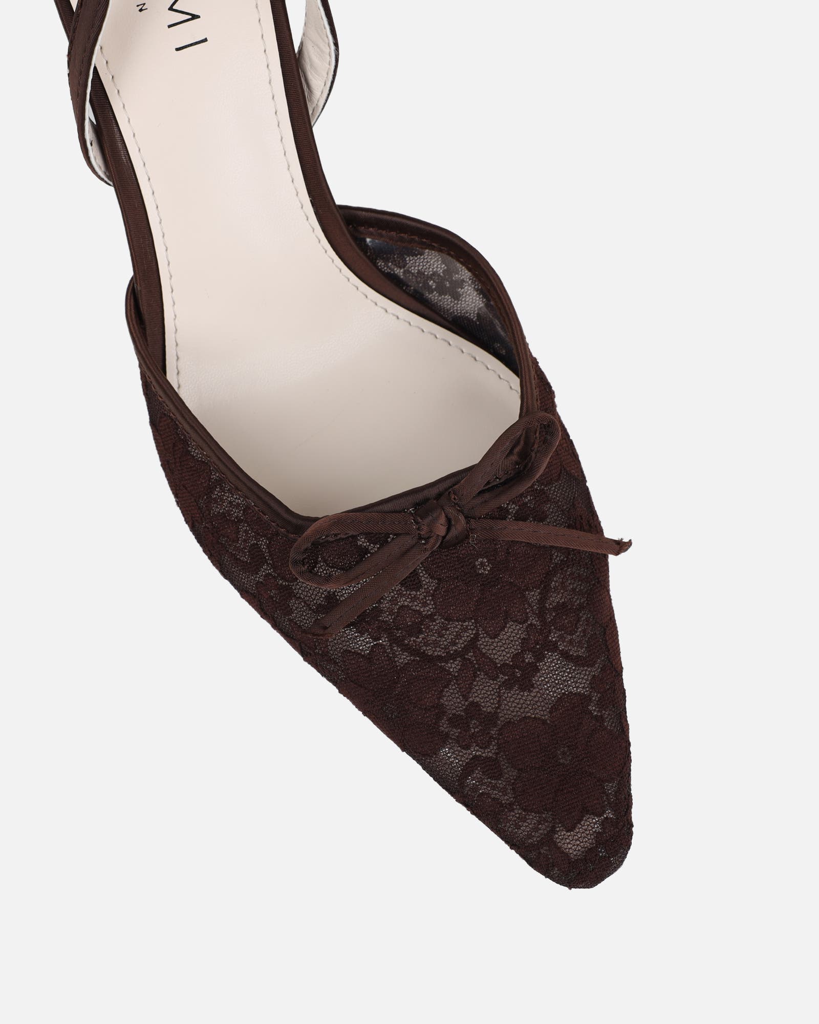 Bebee Brown Lace Bow Heeled Sandals | SIMMI London