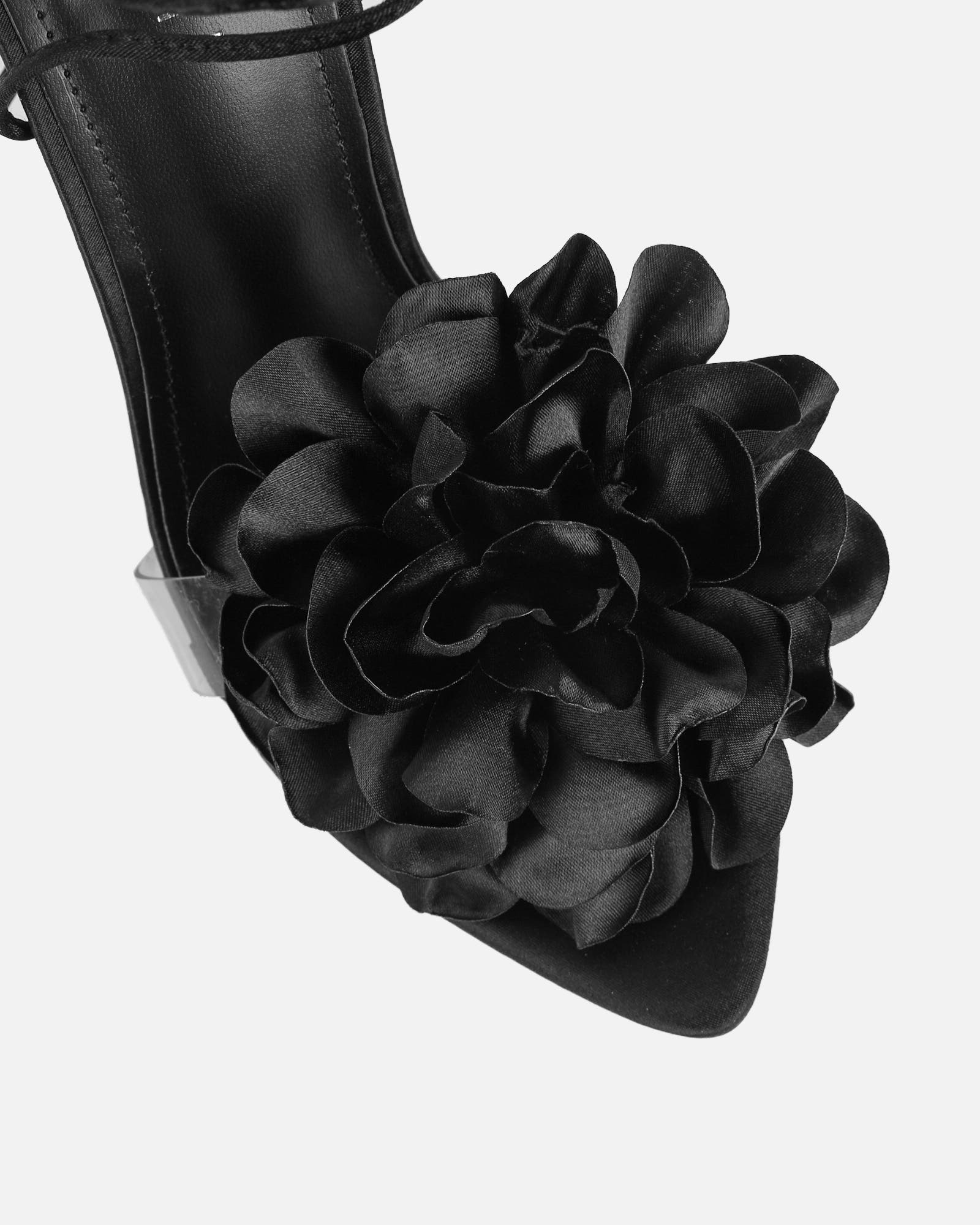 Betty Black Flower Heeled Sandals | SIMMI London