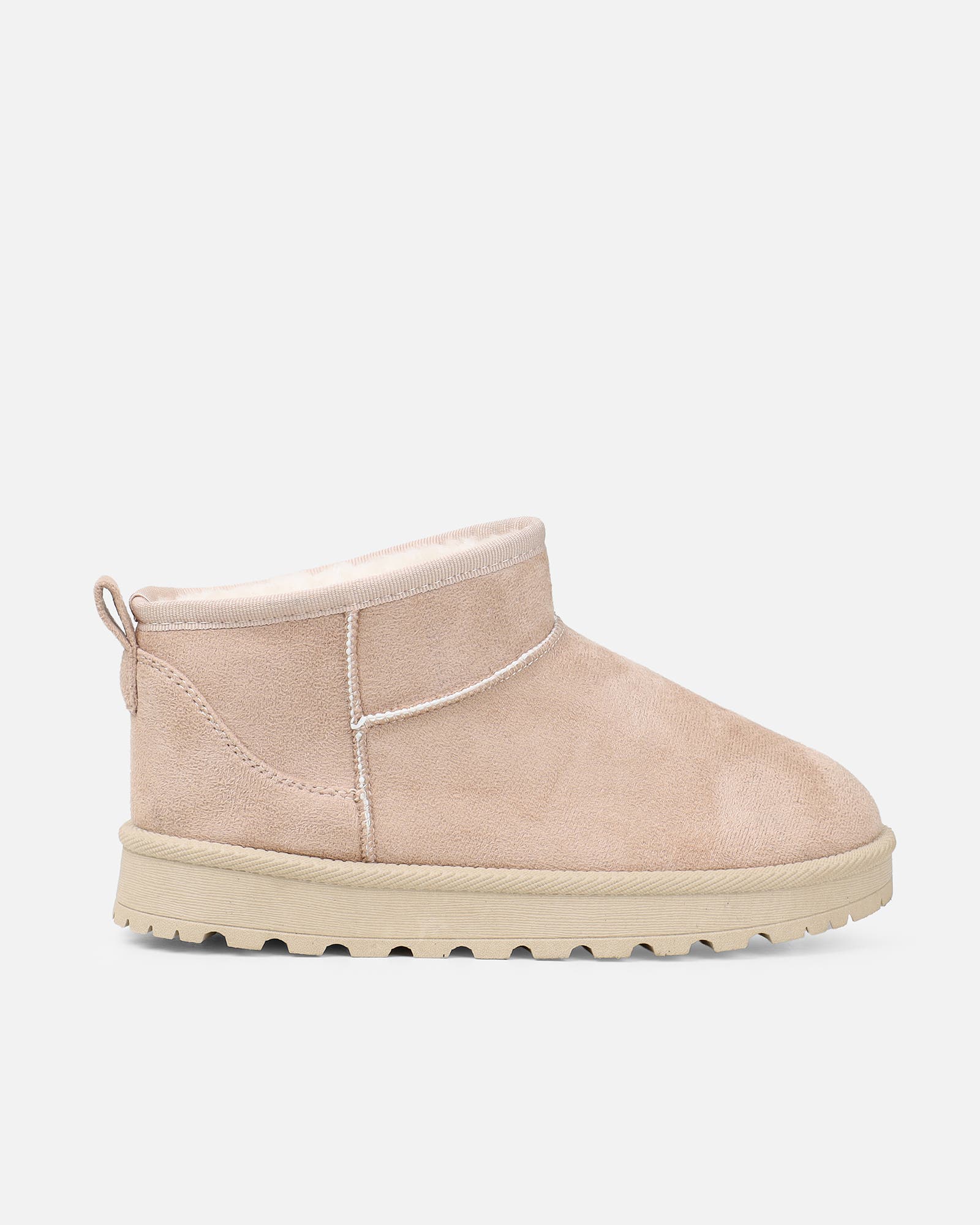 Cari Beige Faux Suede Ultra Low Boots | SIMMI London