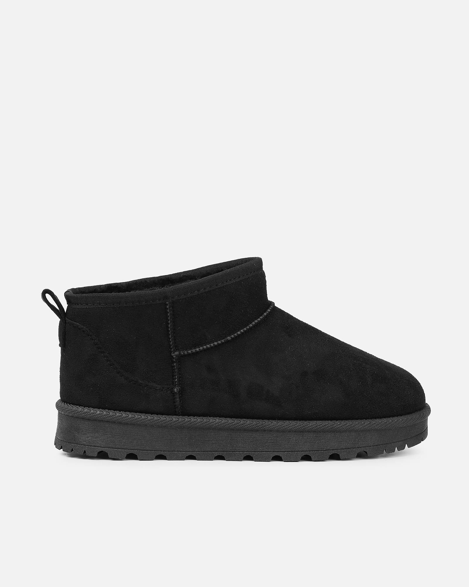 Cari Black Faux Suede Ultra Low Boots | SIMMI London