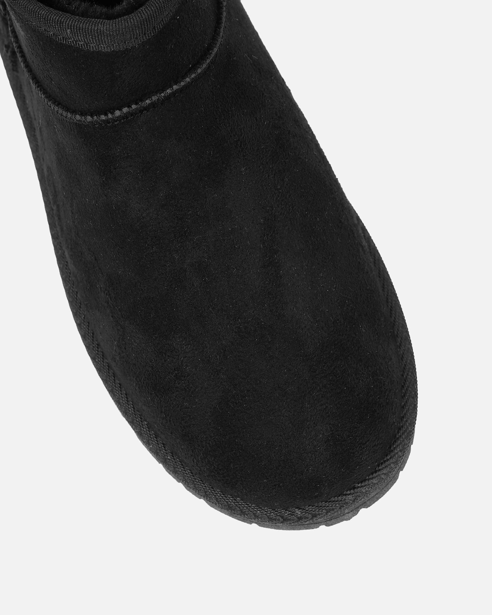 Cari Black Faux Suede Ultra Low Boots | SIMMI London