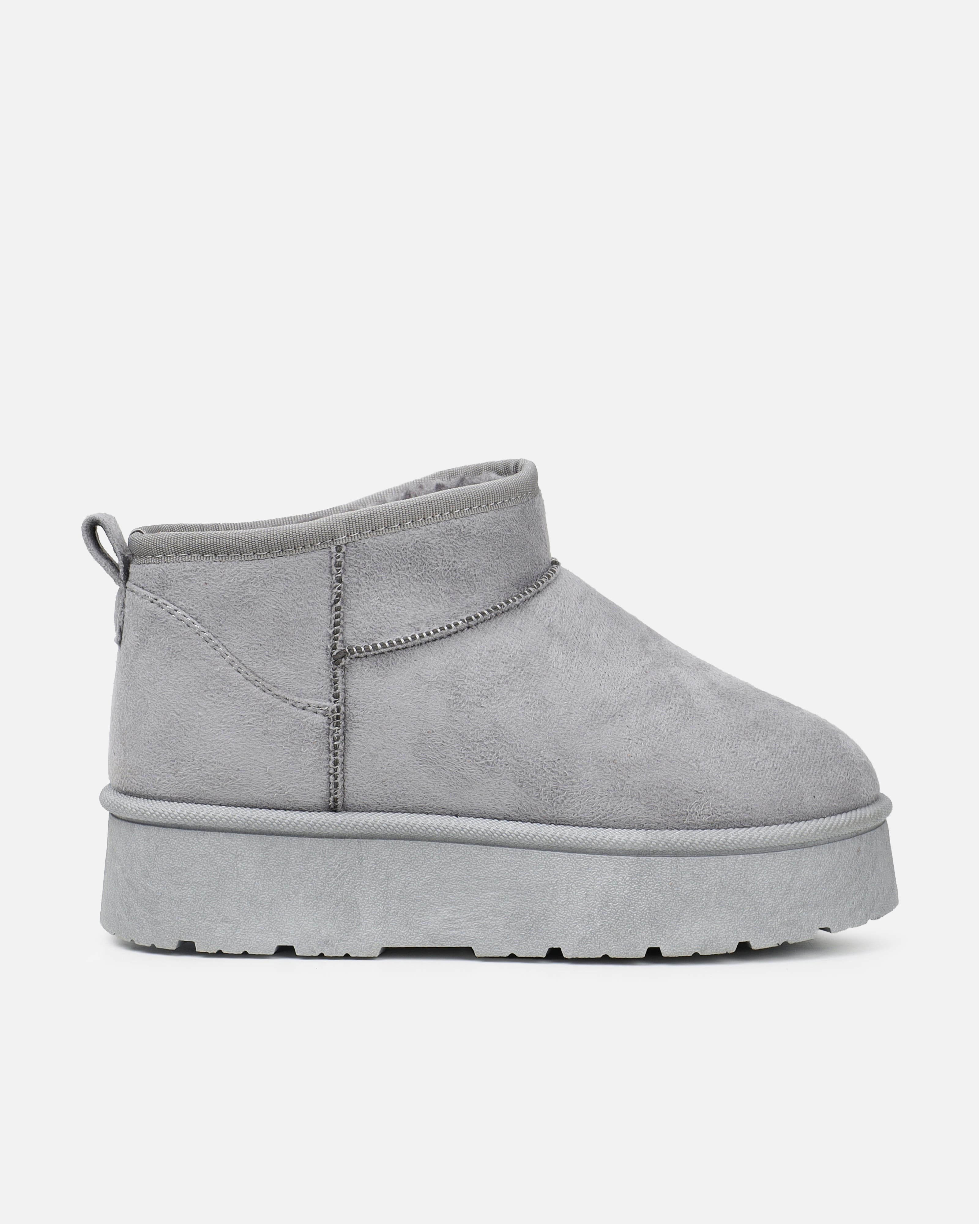 Cori Grey Faux Suede Flatform Boots | SIMMI London