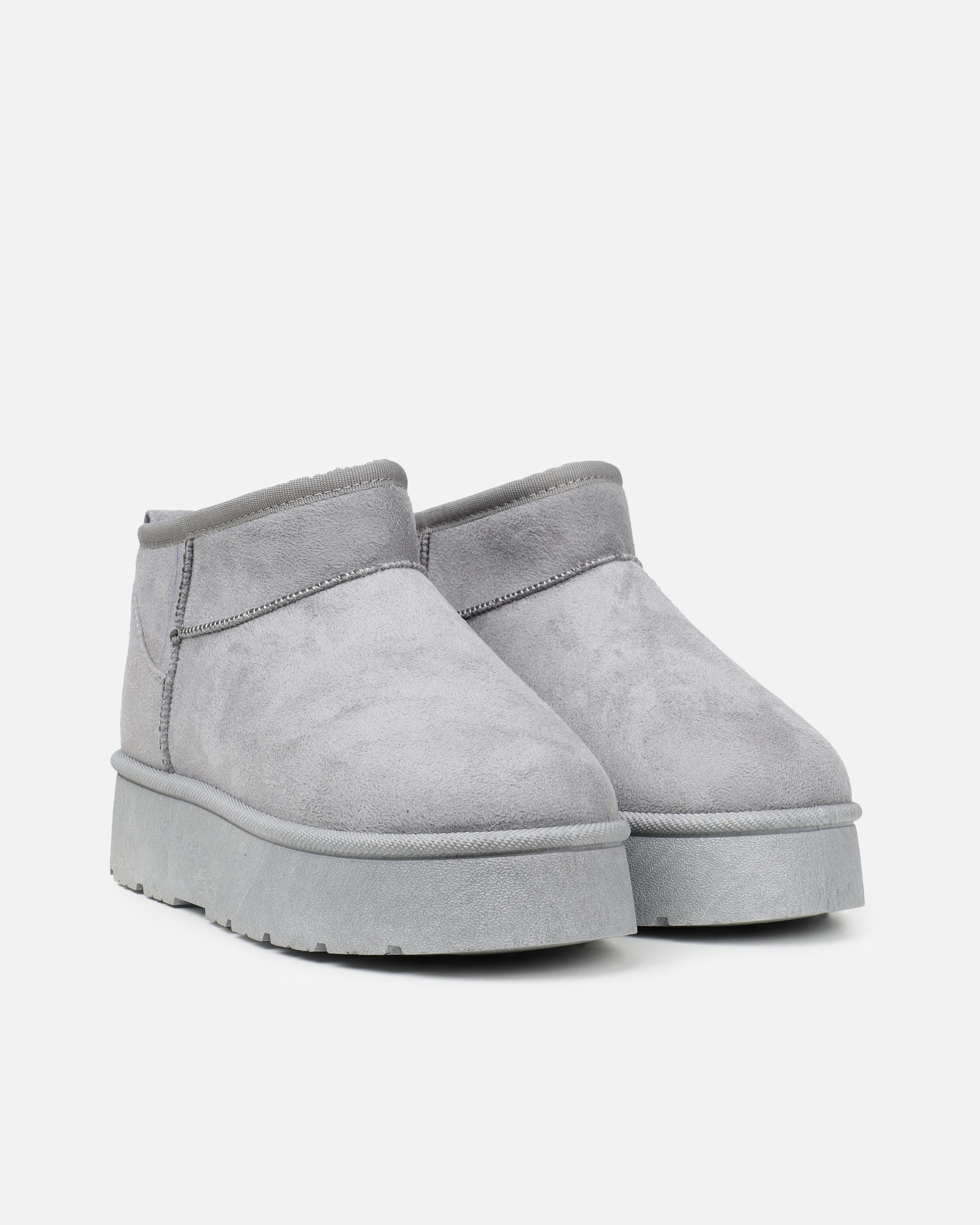 Cori Grey Faux Suede Flatform Boots | SIMMI London