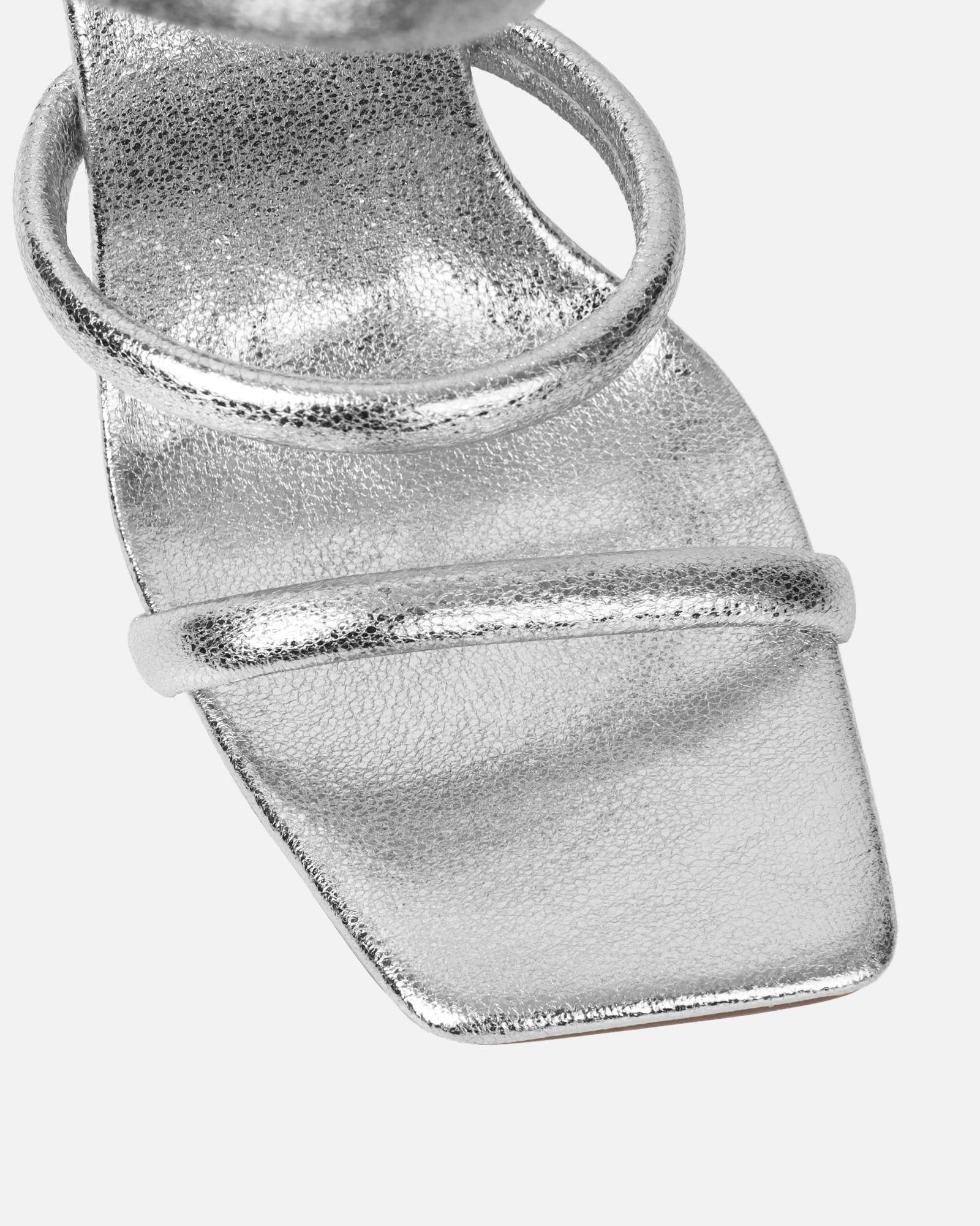 Corrina Silver Metallic Spiral Heeled Sandals | SIMMI London