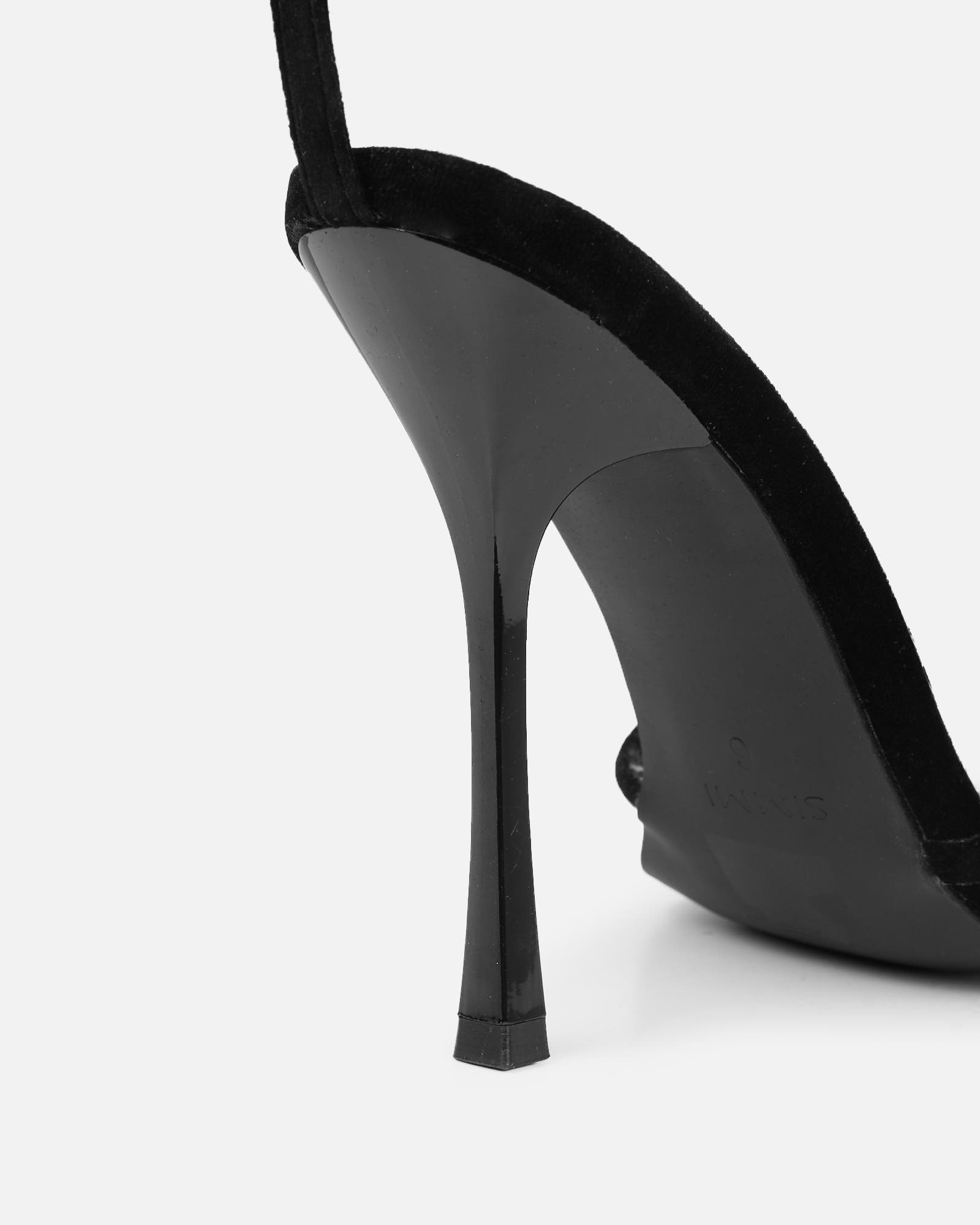 Malinda Black Velvet Heeled Sandals | SIMMI London