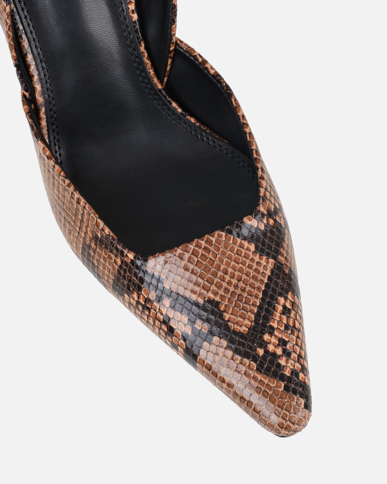Darcia beige snake effect sling back court shoes | SIMMI London