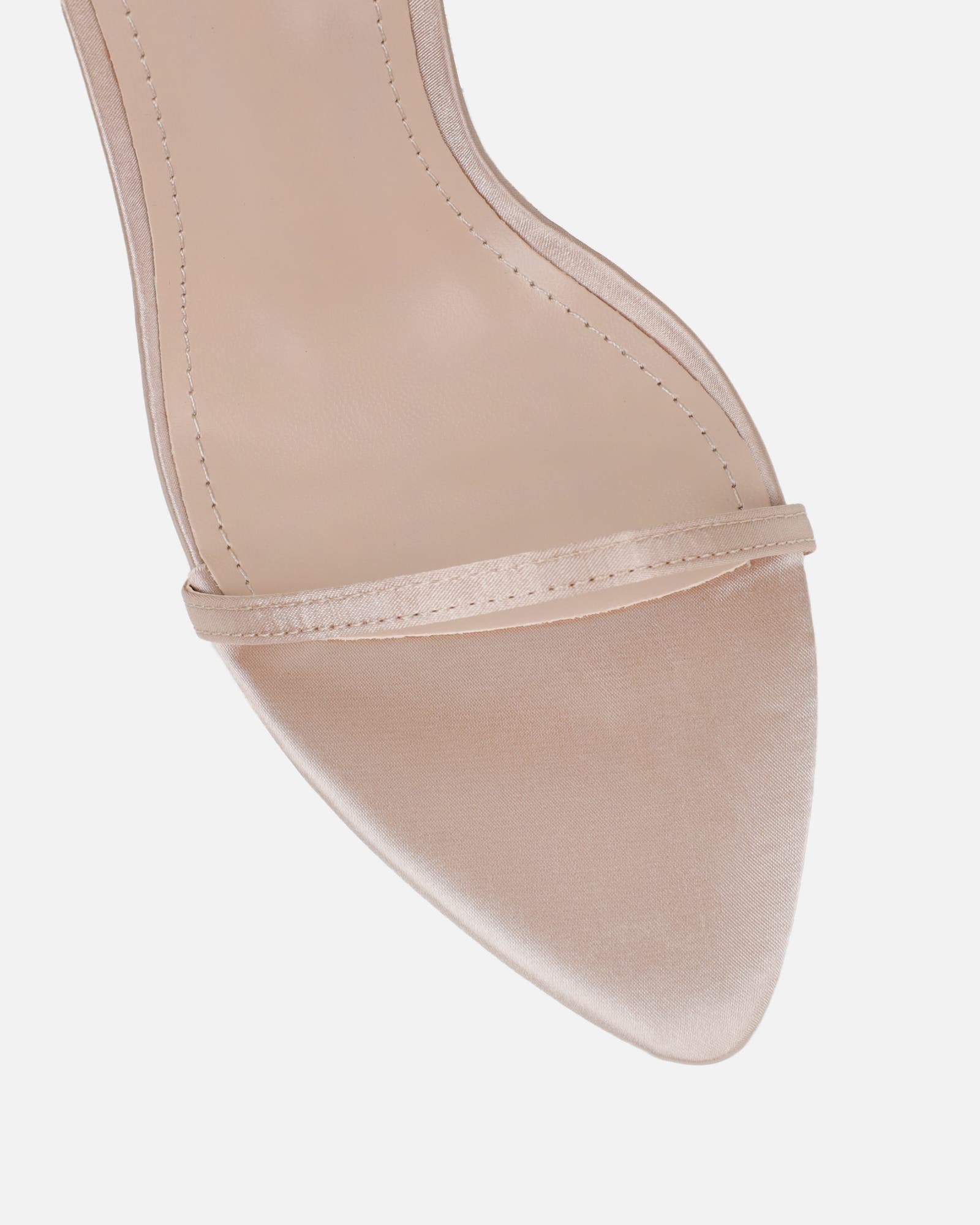 Abbah nude satin diamante bow heeled sandals | SIMMI London