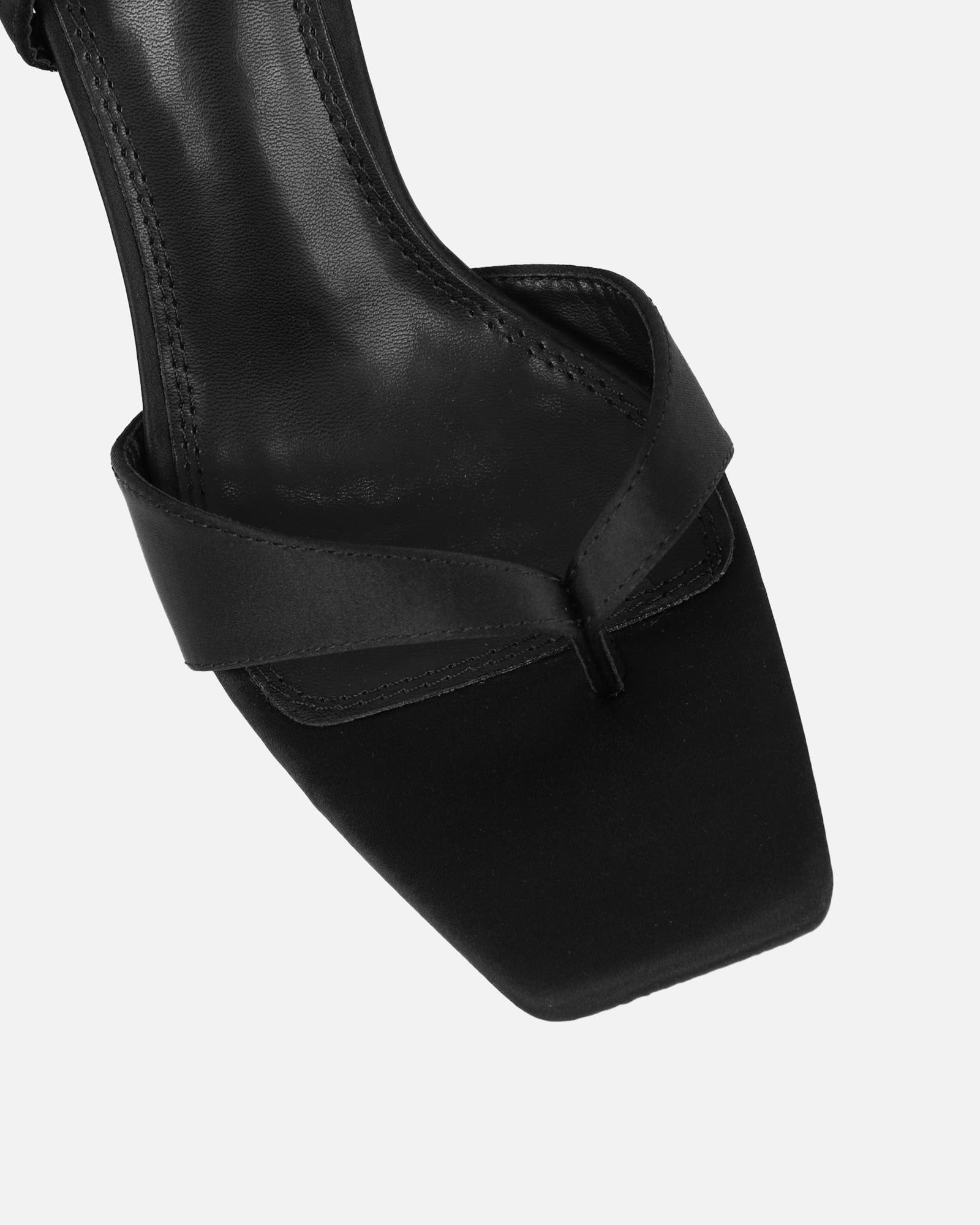 Ebba black satin heeled sandals | SIMMI London