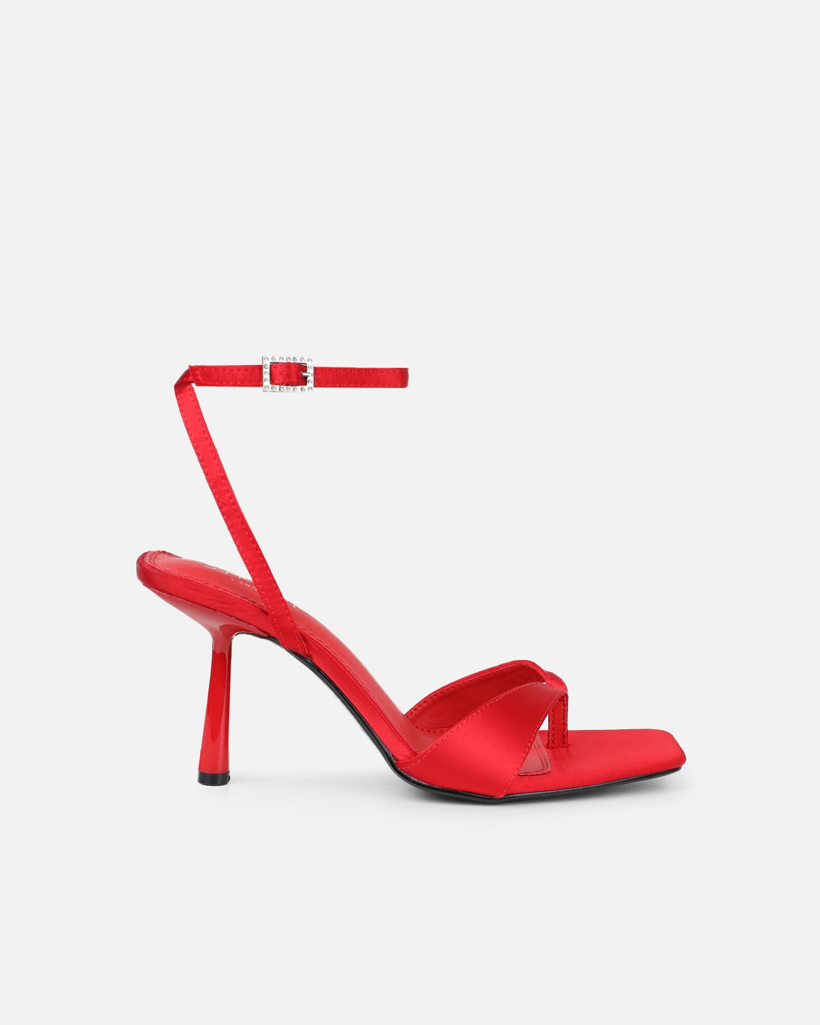 Ebba red satin heeled sandals | SIMMI London