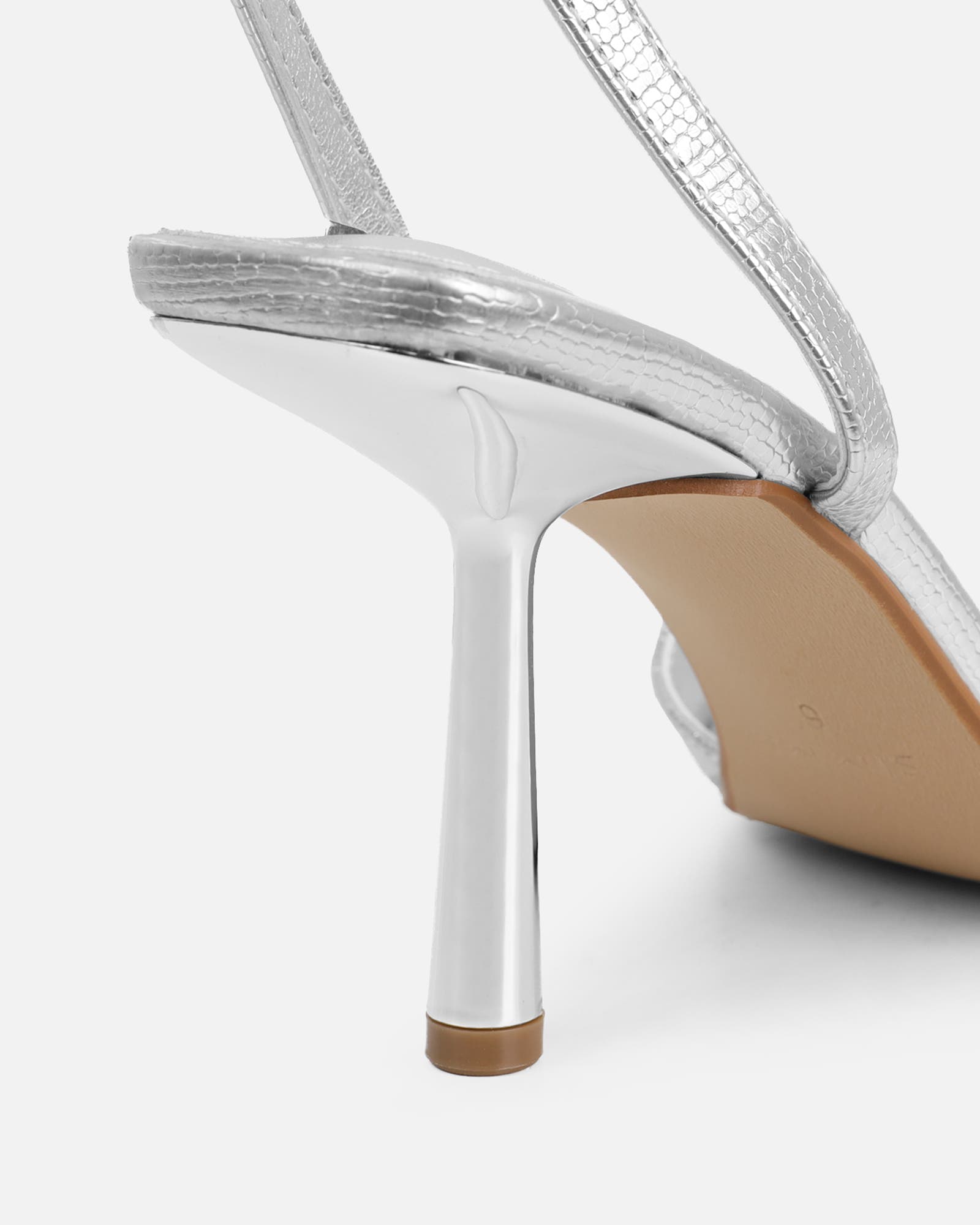 Ebba silver crackle heeled sandals | SIMMI London