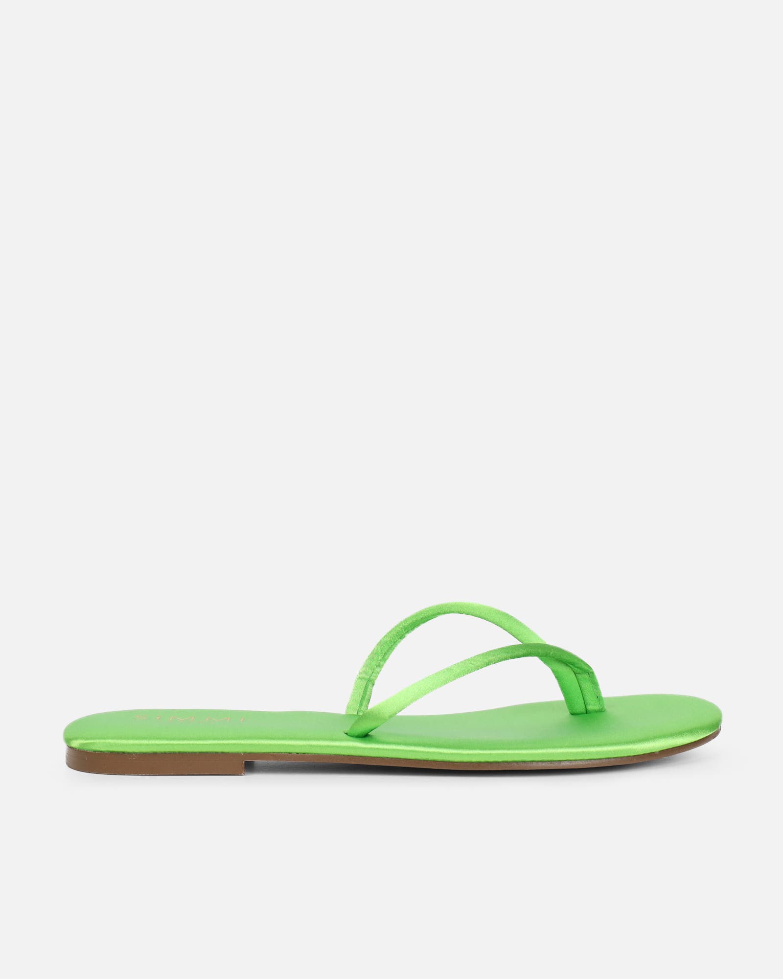 Elmas Green Satin Toe Thong Sandals | SIMMI London