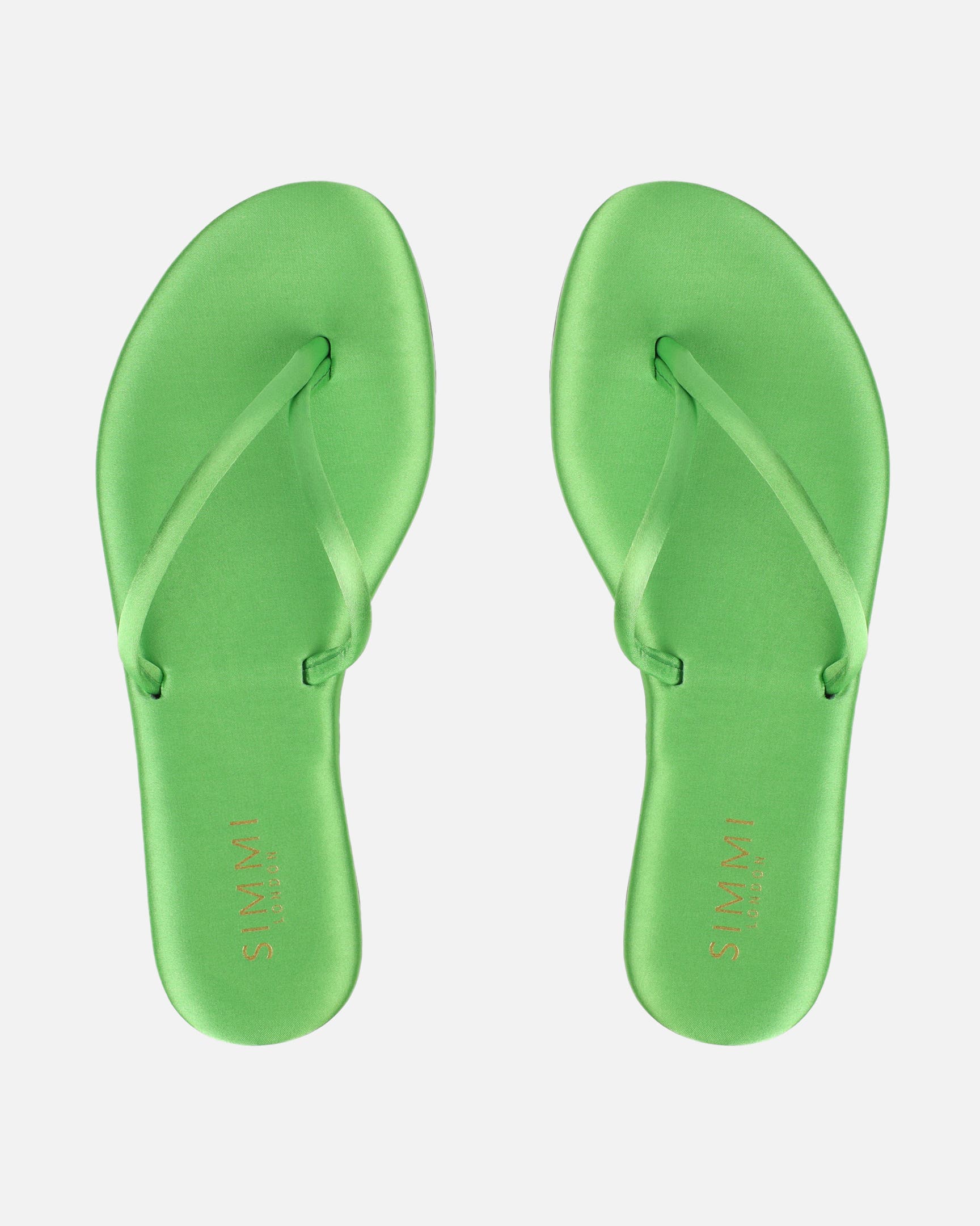 Elmas Green Satin Toe Thong Sandals | SIMMI London