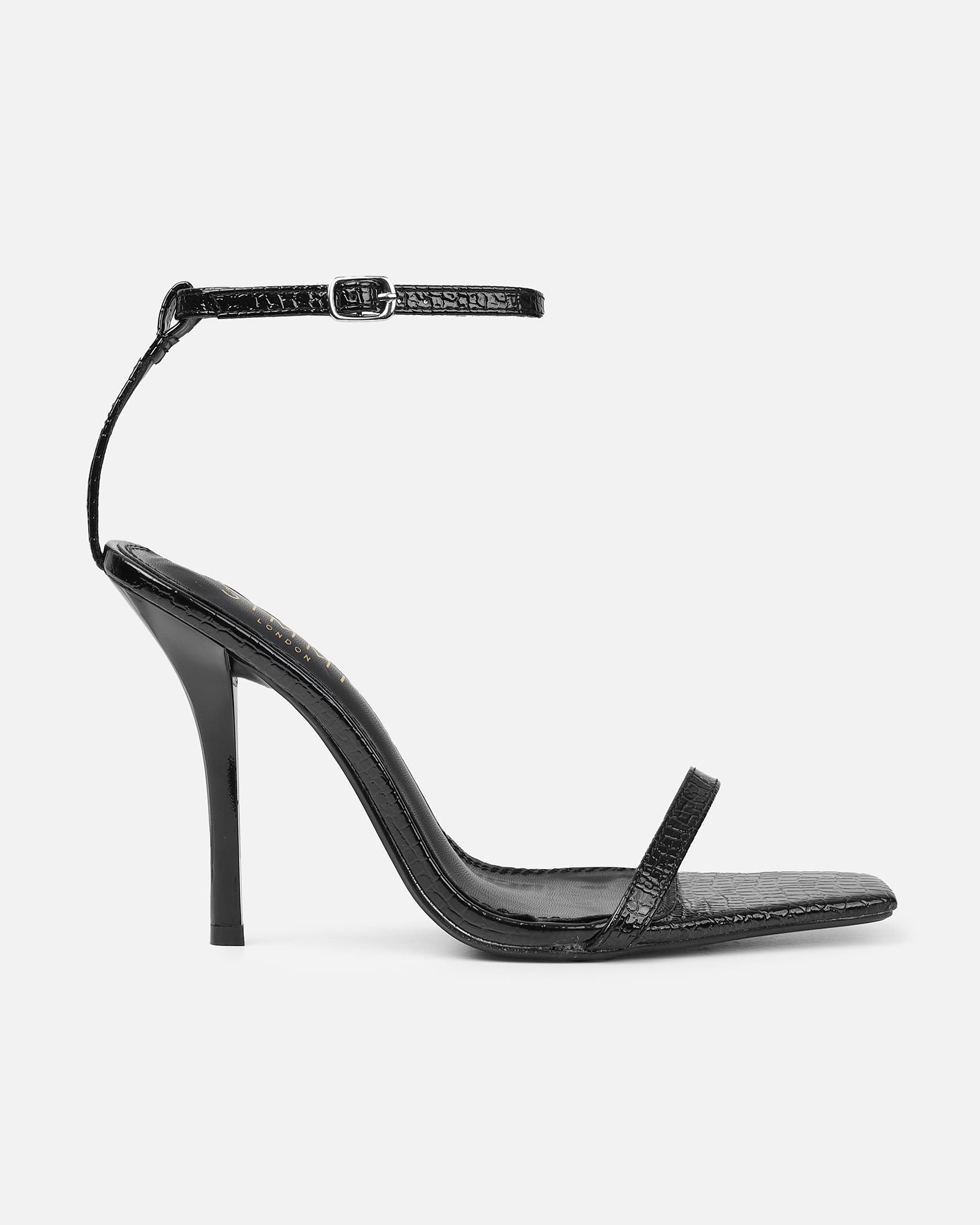 Dosia black snake effect two part sandals | SIMMI London