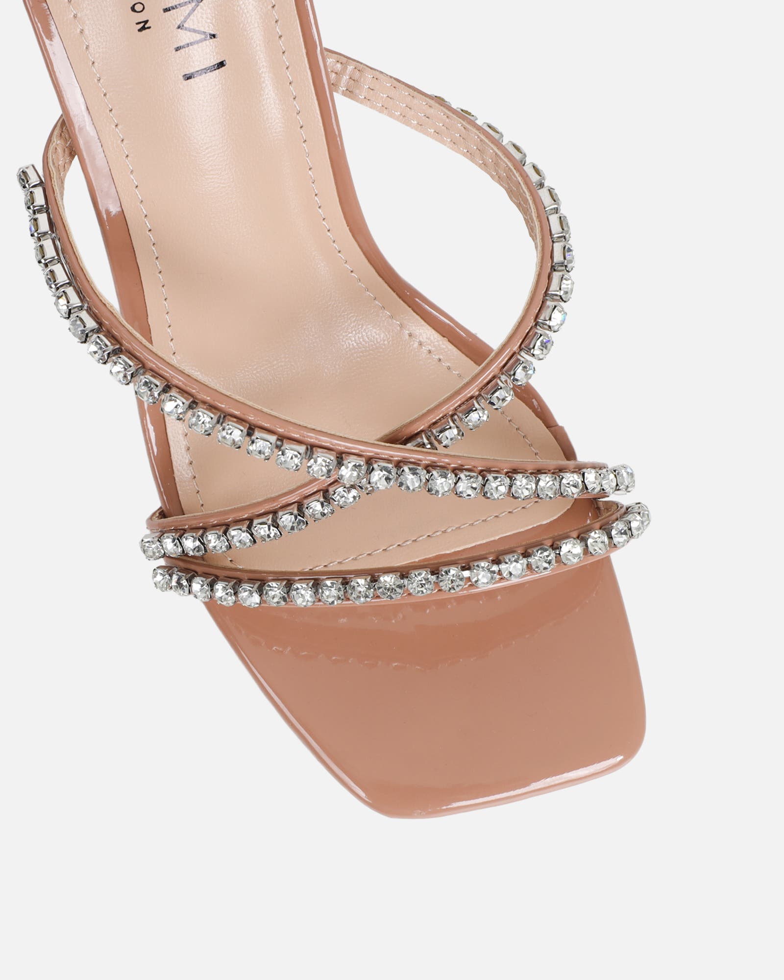 Ferney Nude Patent Diamante Mules | SIMMI London