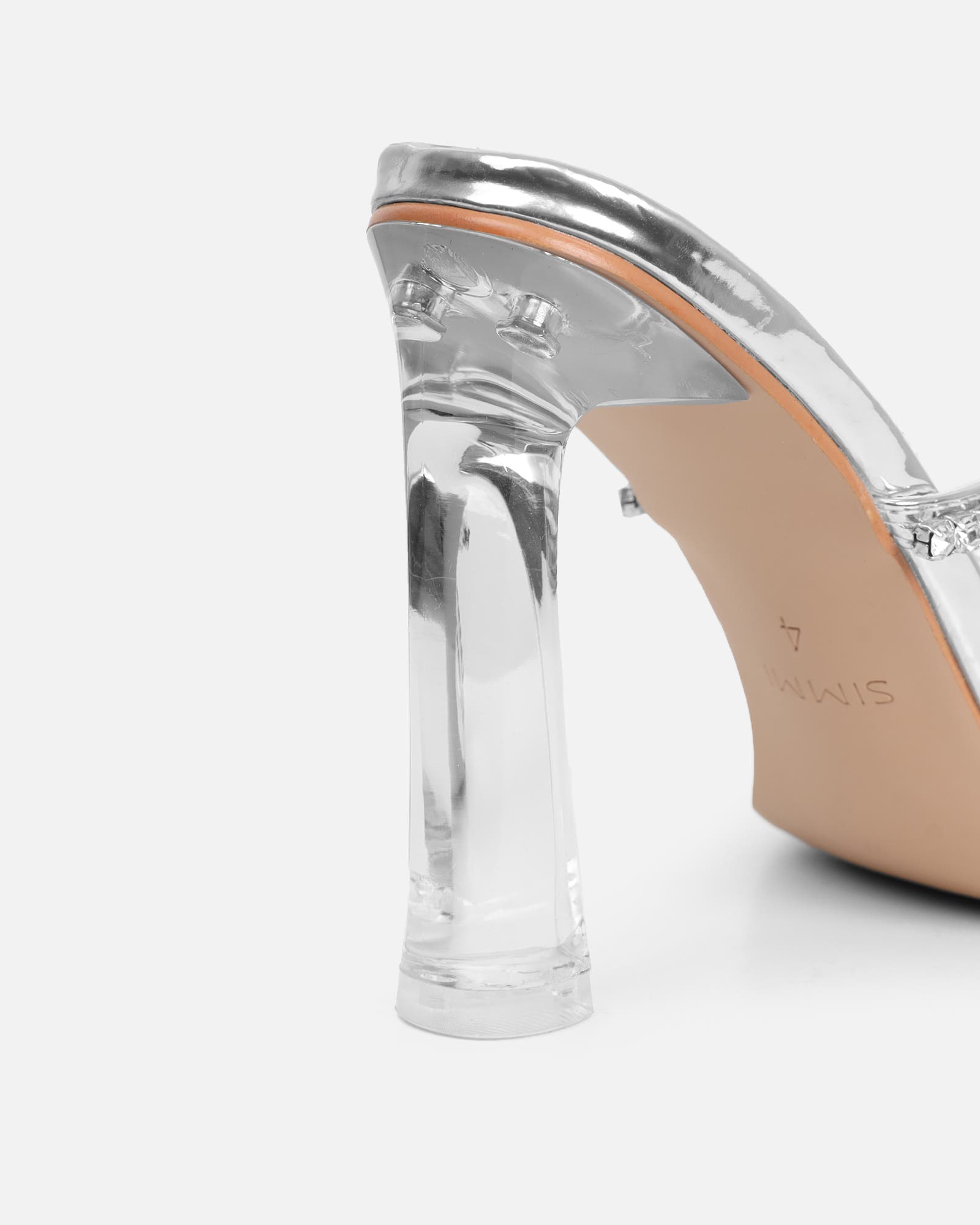 Ferney Silver Mirror Diamante Mules | SIMMI London