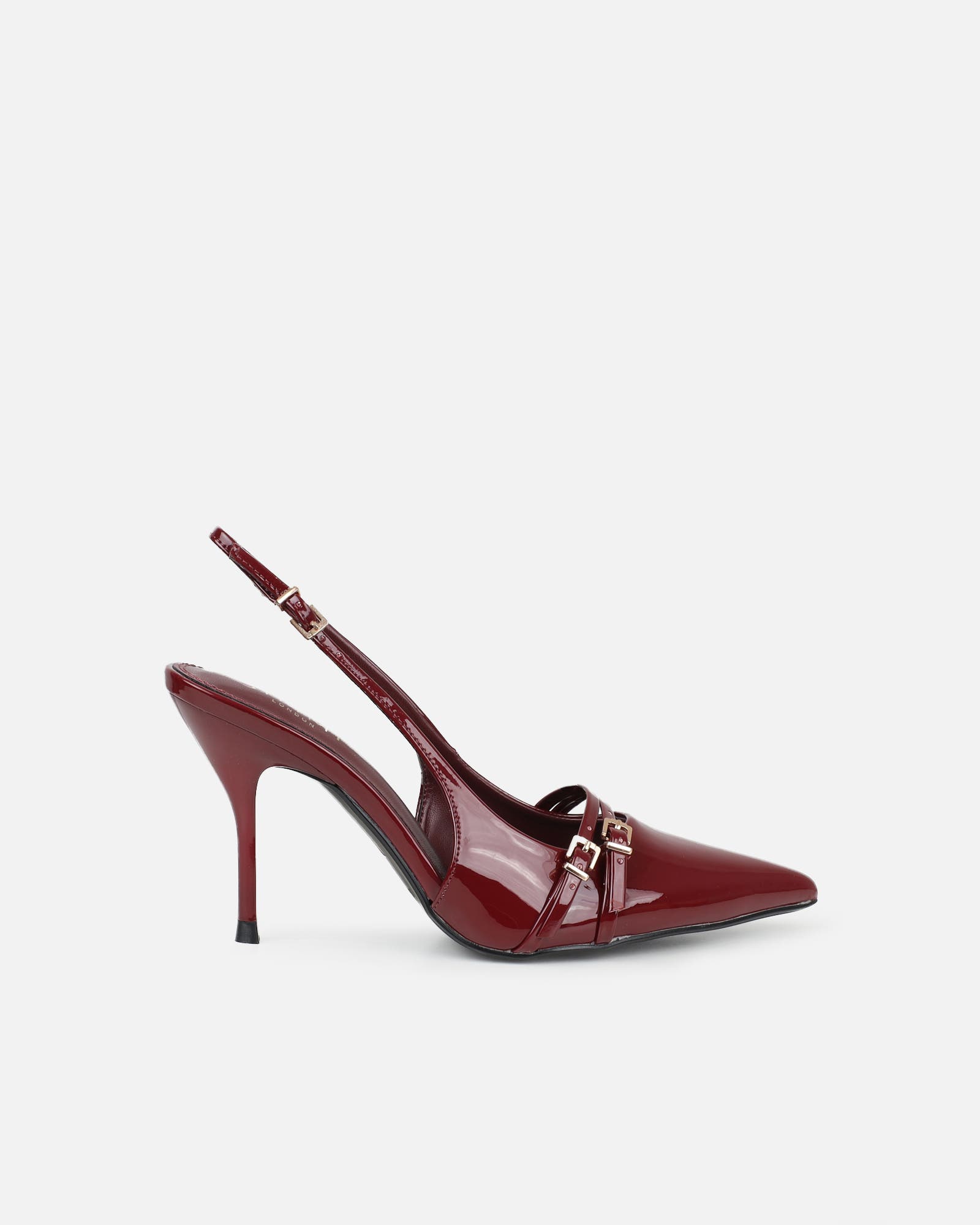 Marika dark red patent buckle detail slingback courts | SIMMI London