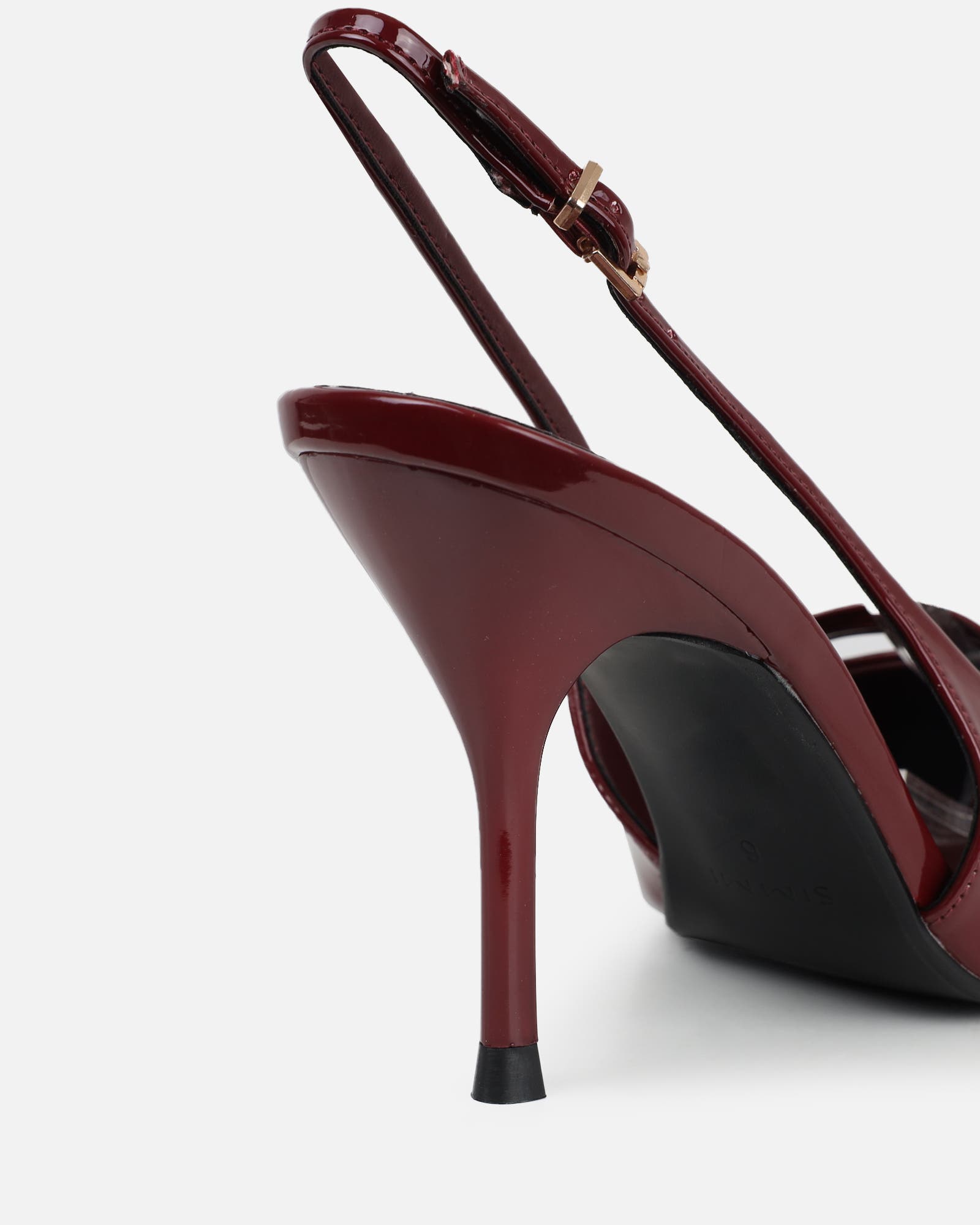 Marika dark red patent buckle detail slingback courts | SIMMI London