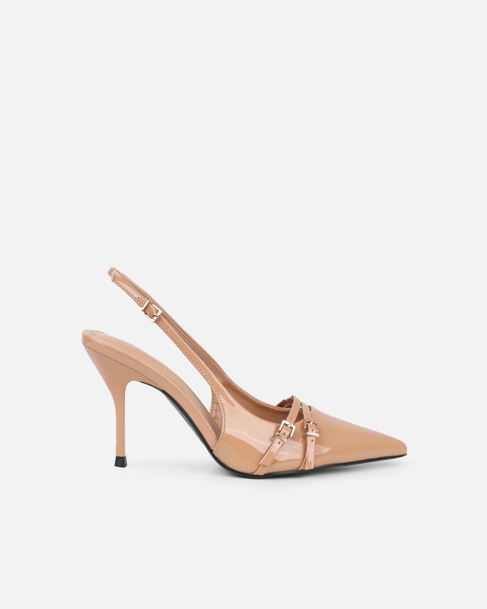 Marika nude patent buckle detail slingback courts | SIMMI London
