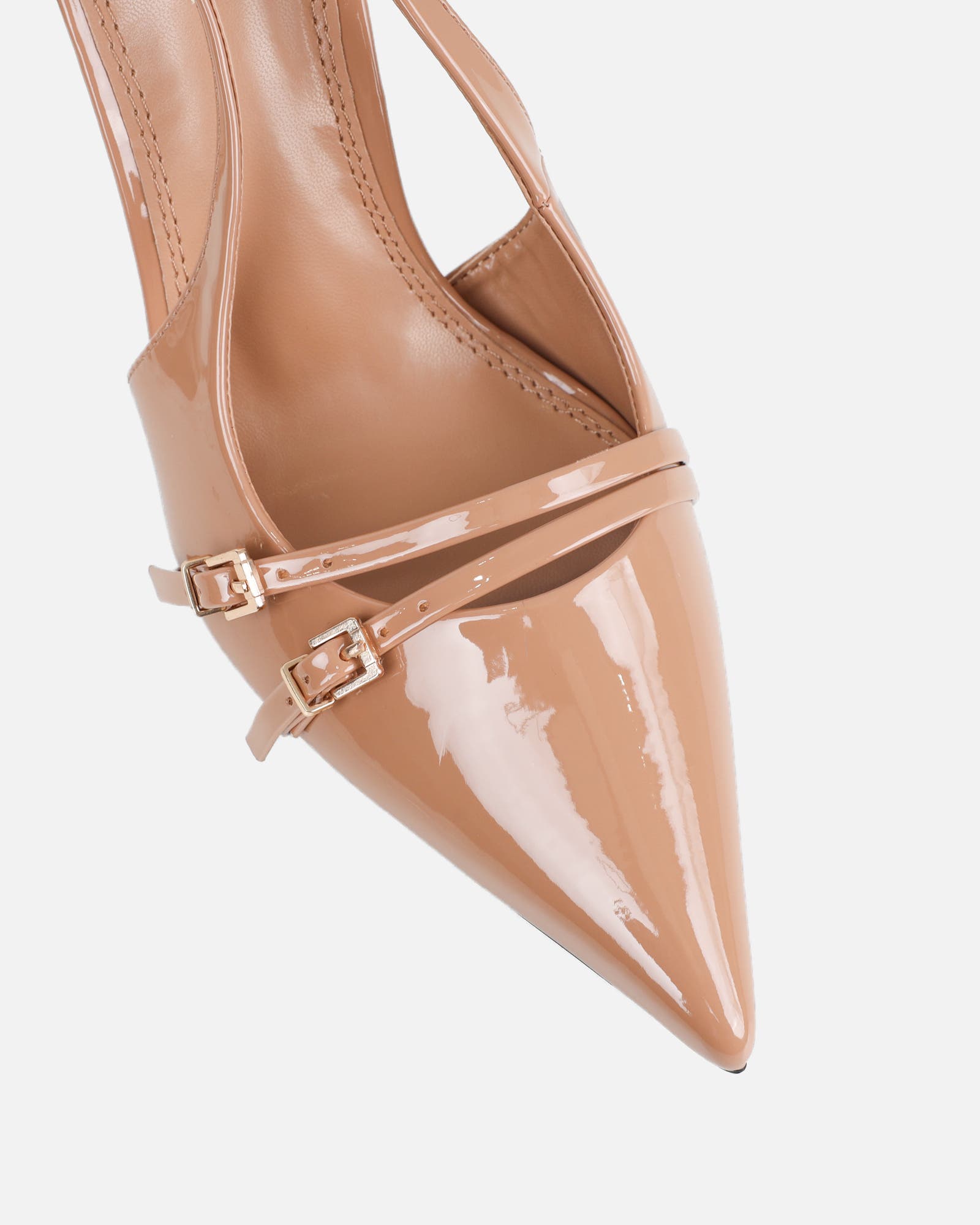 Marika nude patent buckle detail slingback courts | SIMMI London