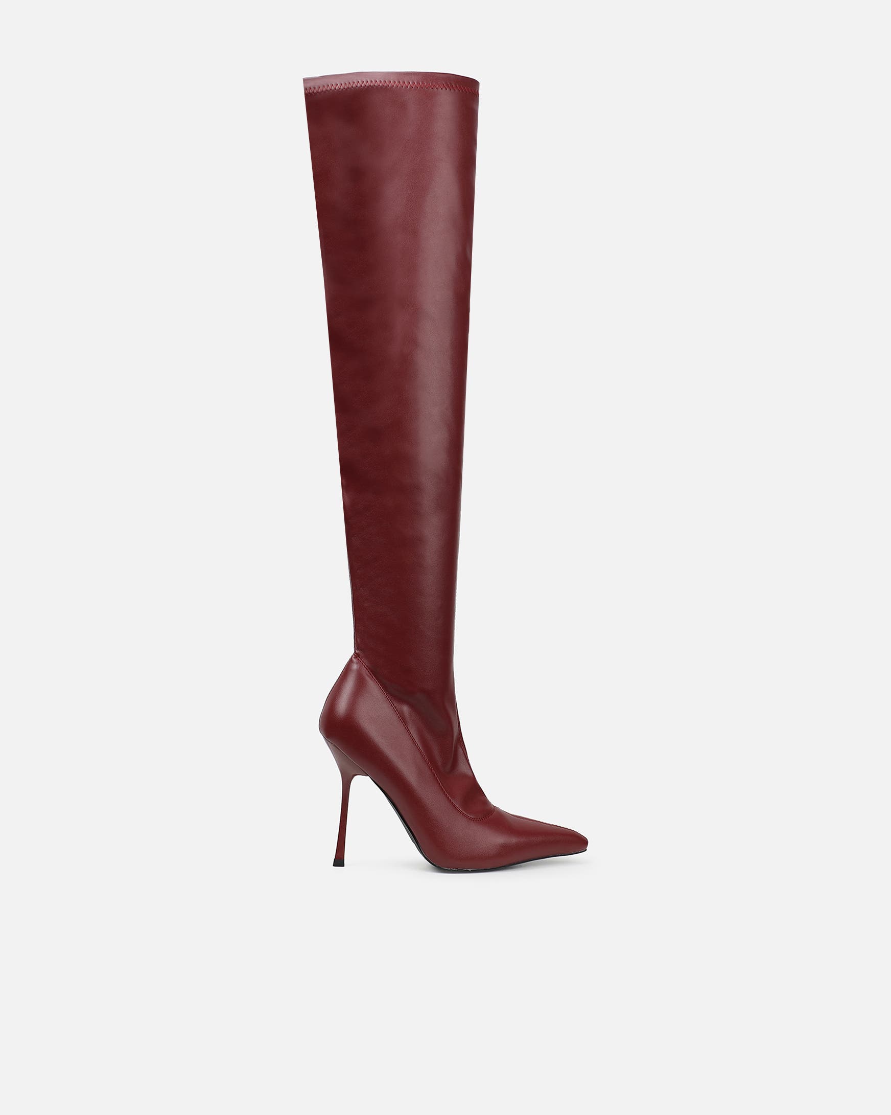 Hades Burgundy Stretch Over The Knee Boots | SIMMI London