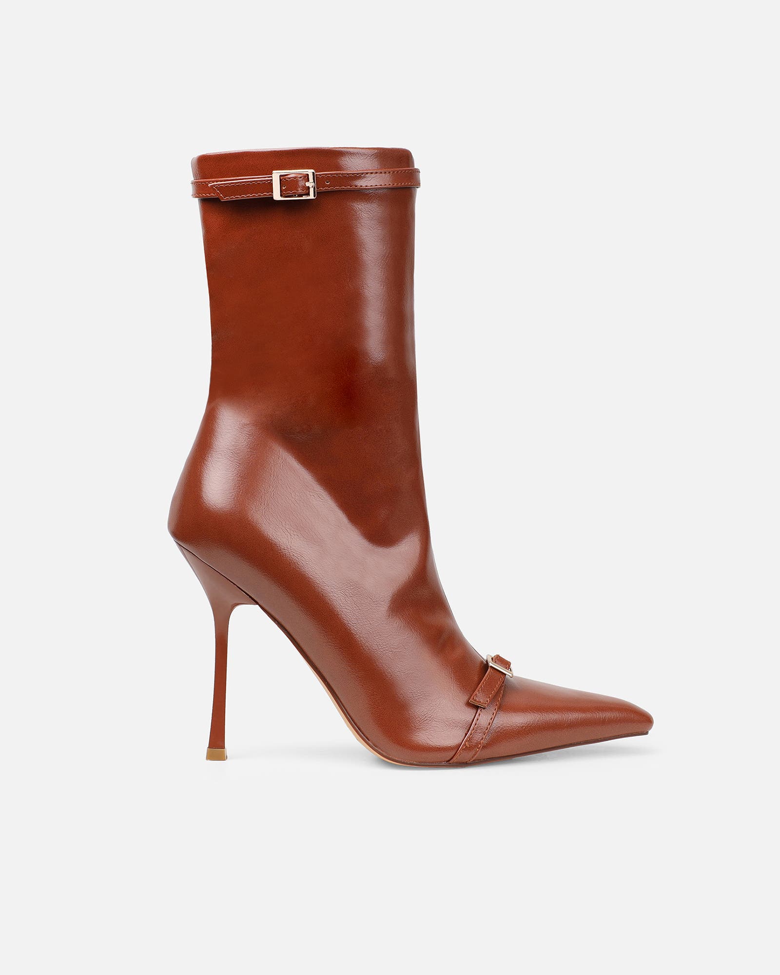 Liam Tan Buckle Detail Smart Heeled Ankle Boots | SIMMI London
