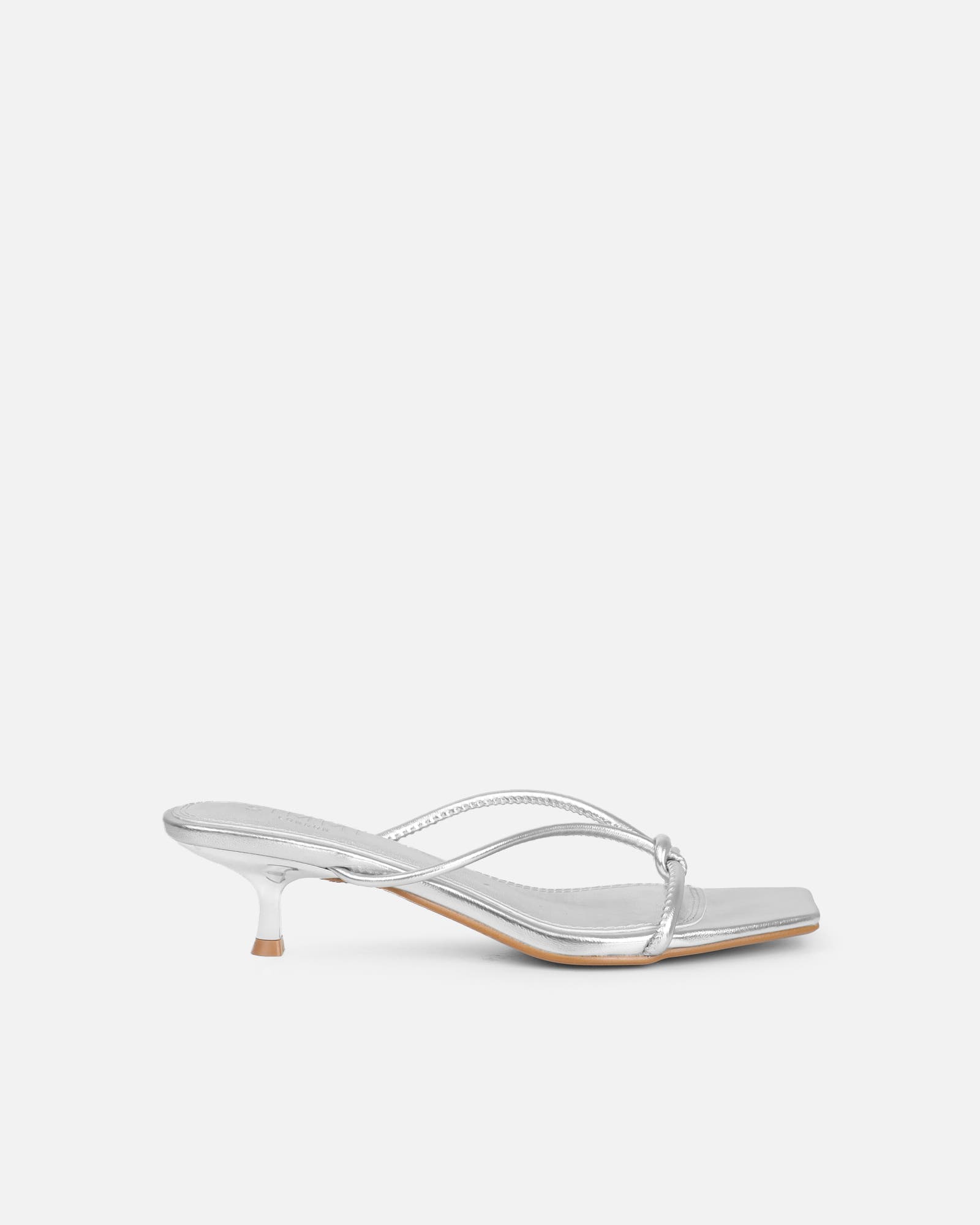 Haylen Silver Metallic Knotted Mules | SIMMI London