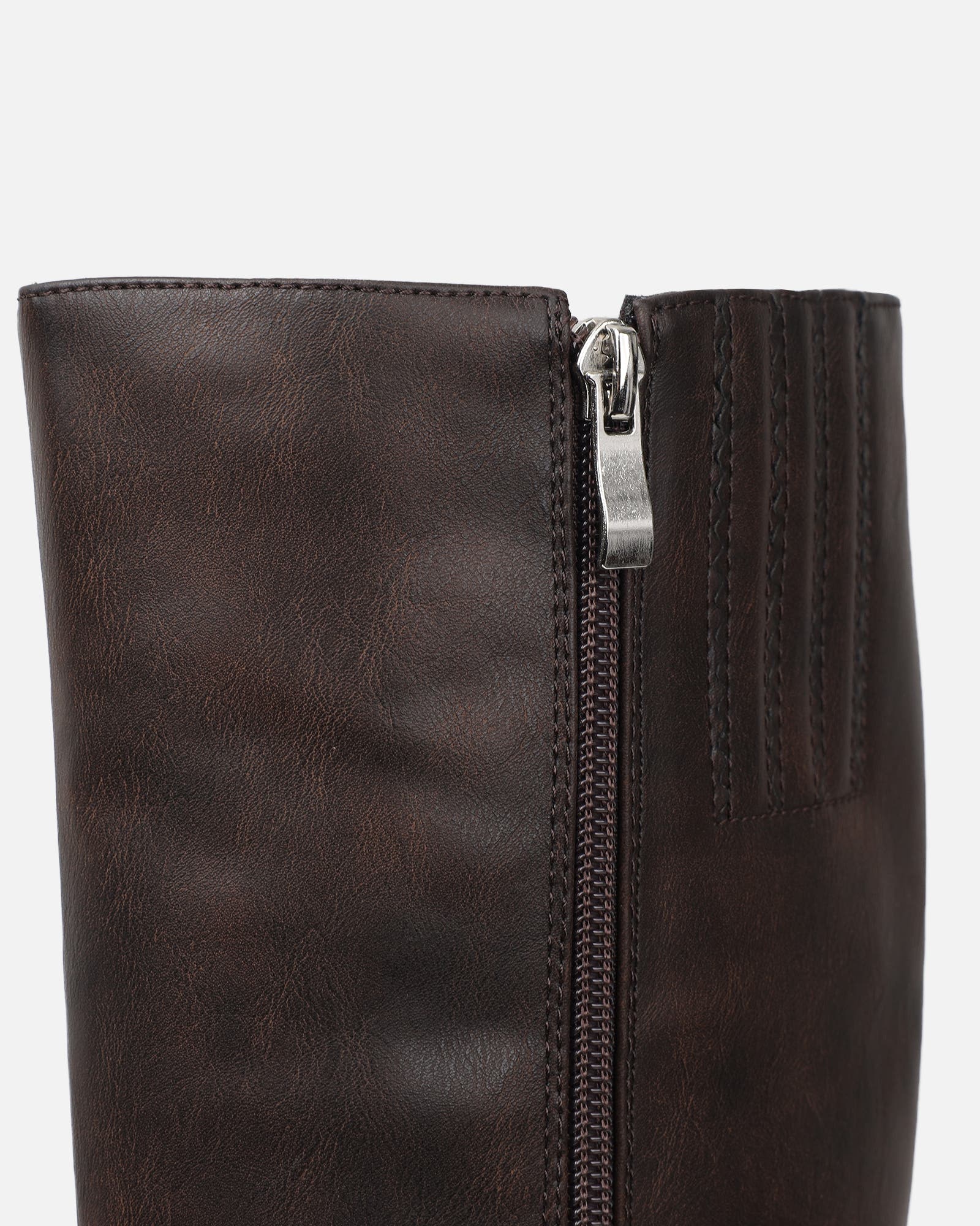 Benton Vintage Brown Knee High Chunky Biker Boots | SIMMI London