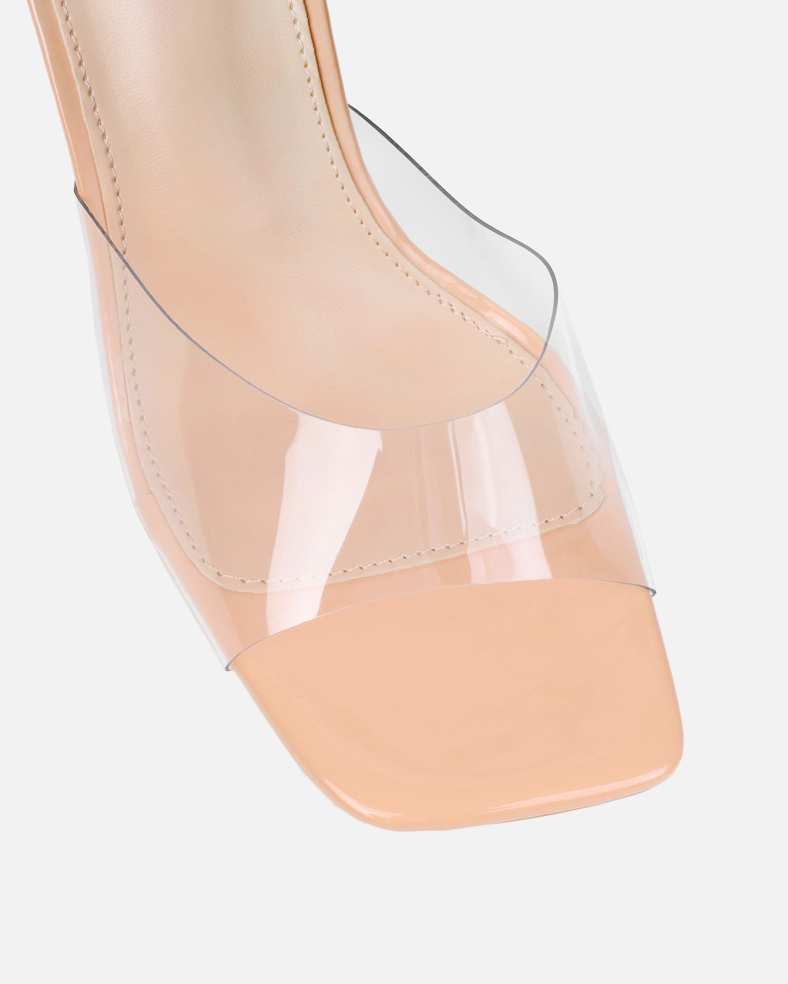 Josephine Clear Nude Patent Diamante Heeled Sandals | SIMMI London