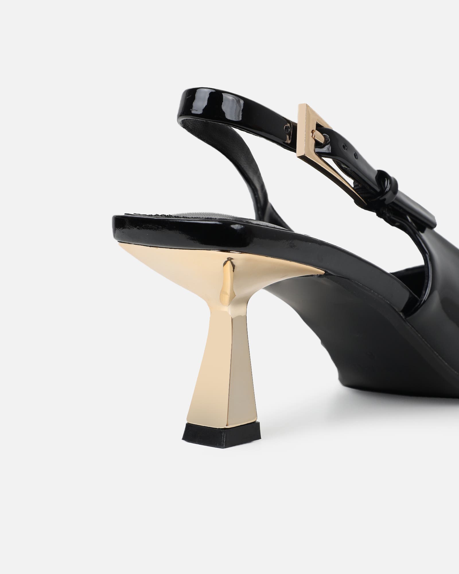June black patent low sling back court shoes | SIMMI London