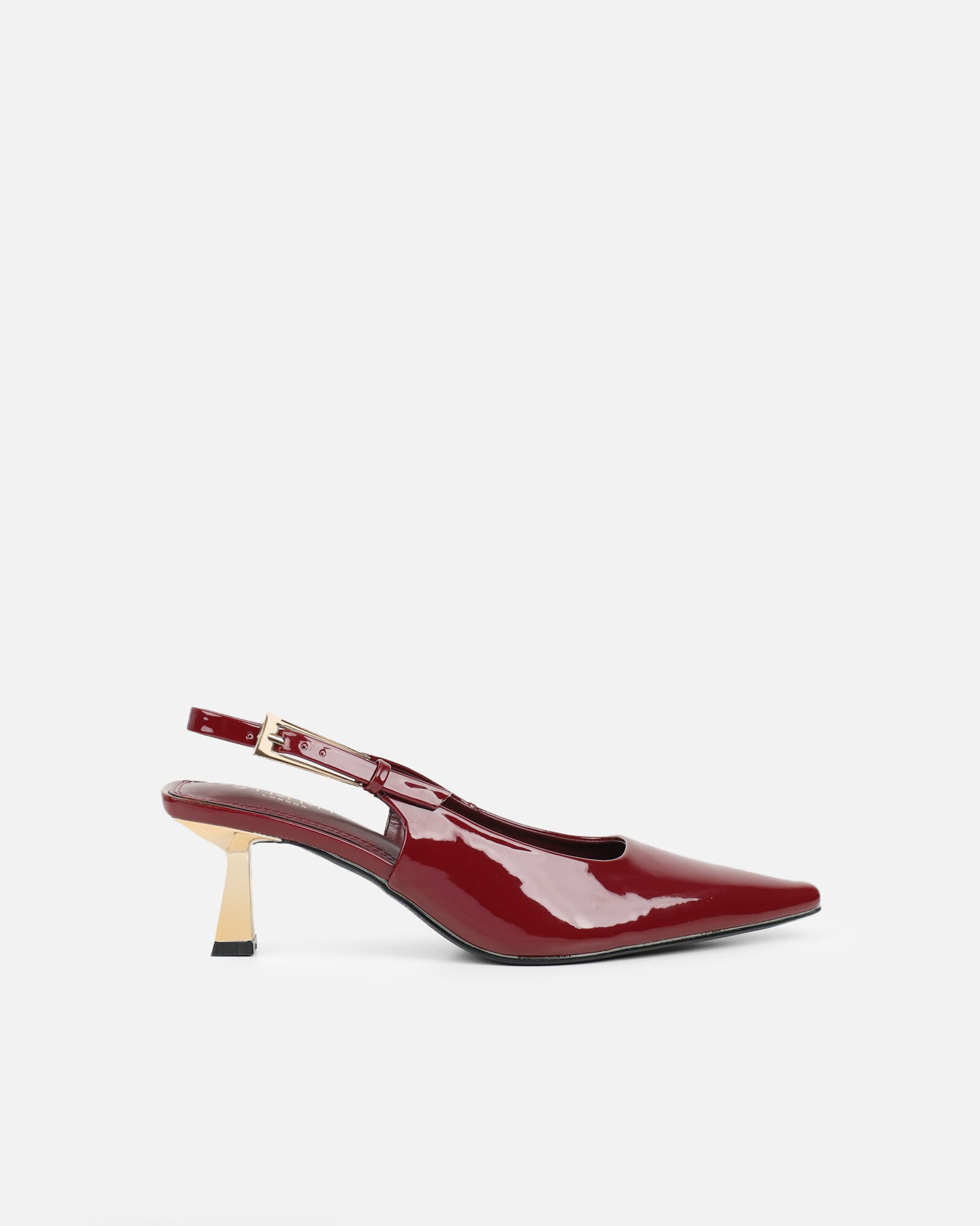 June Burgundy Patent Low Sling Back Court Shoes | SIMMI London