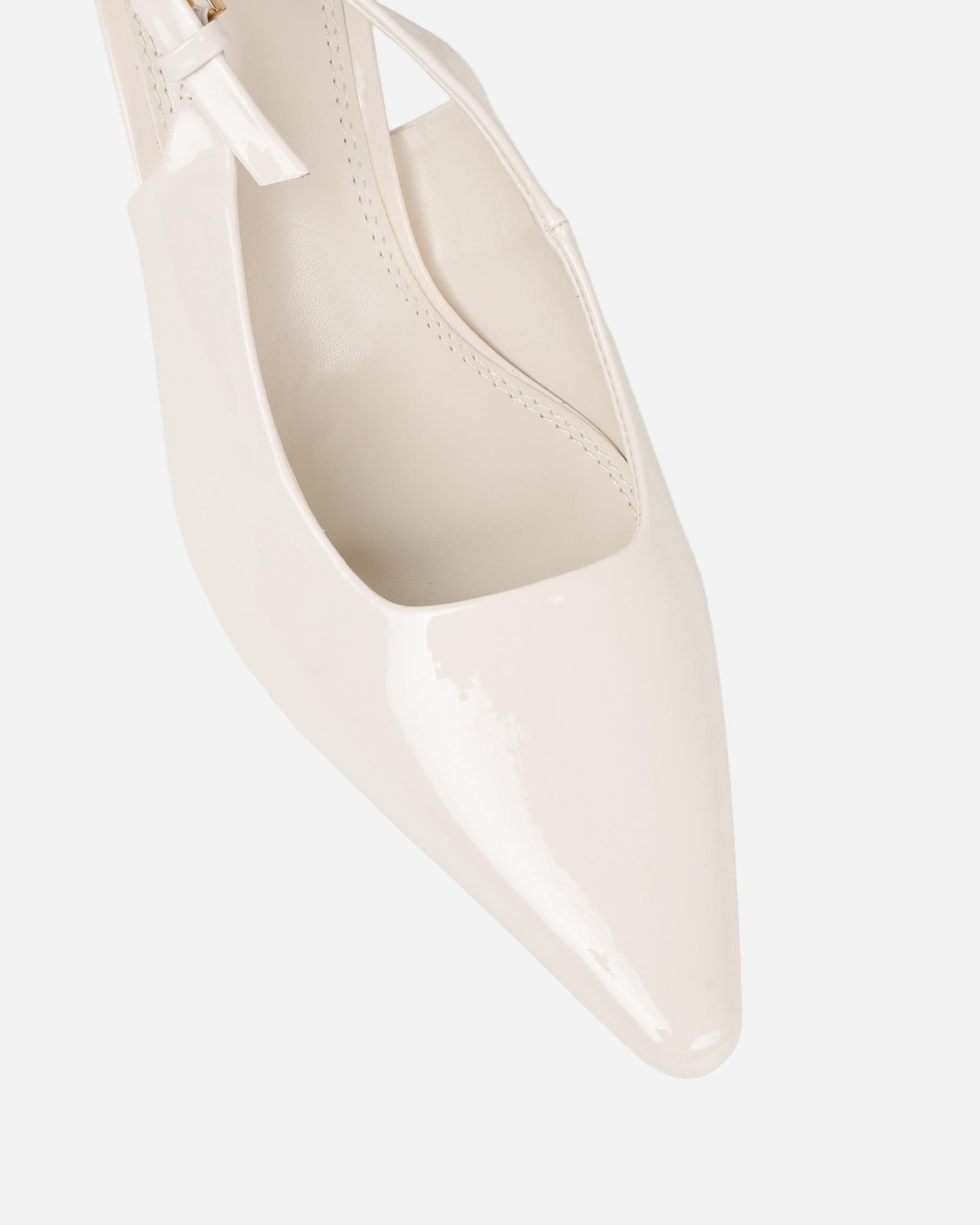 June off white patent low sling back court shoes | SIMMI London
