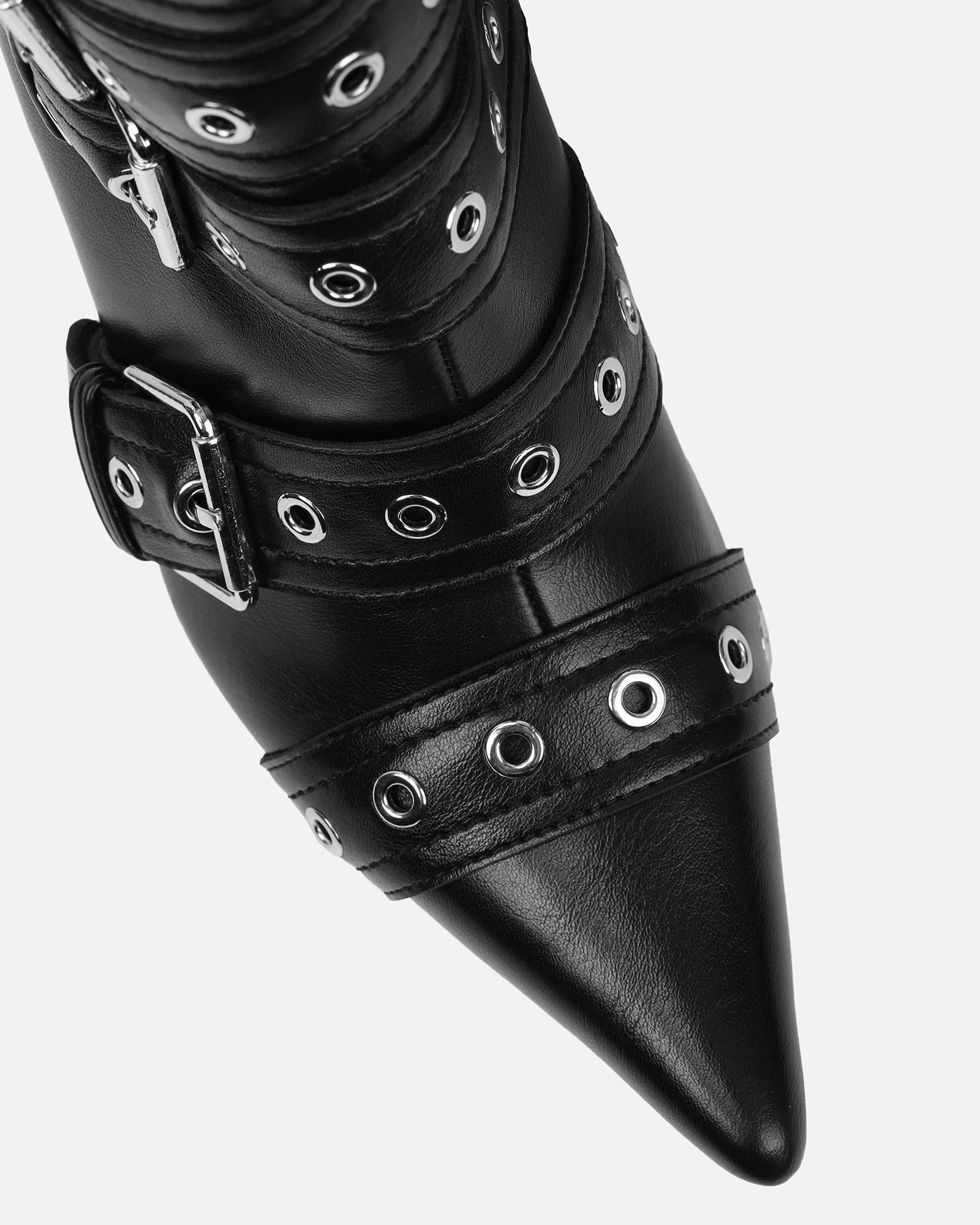 Keagon Black Multi Buckle Heeled Boots | SIMMI London