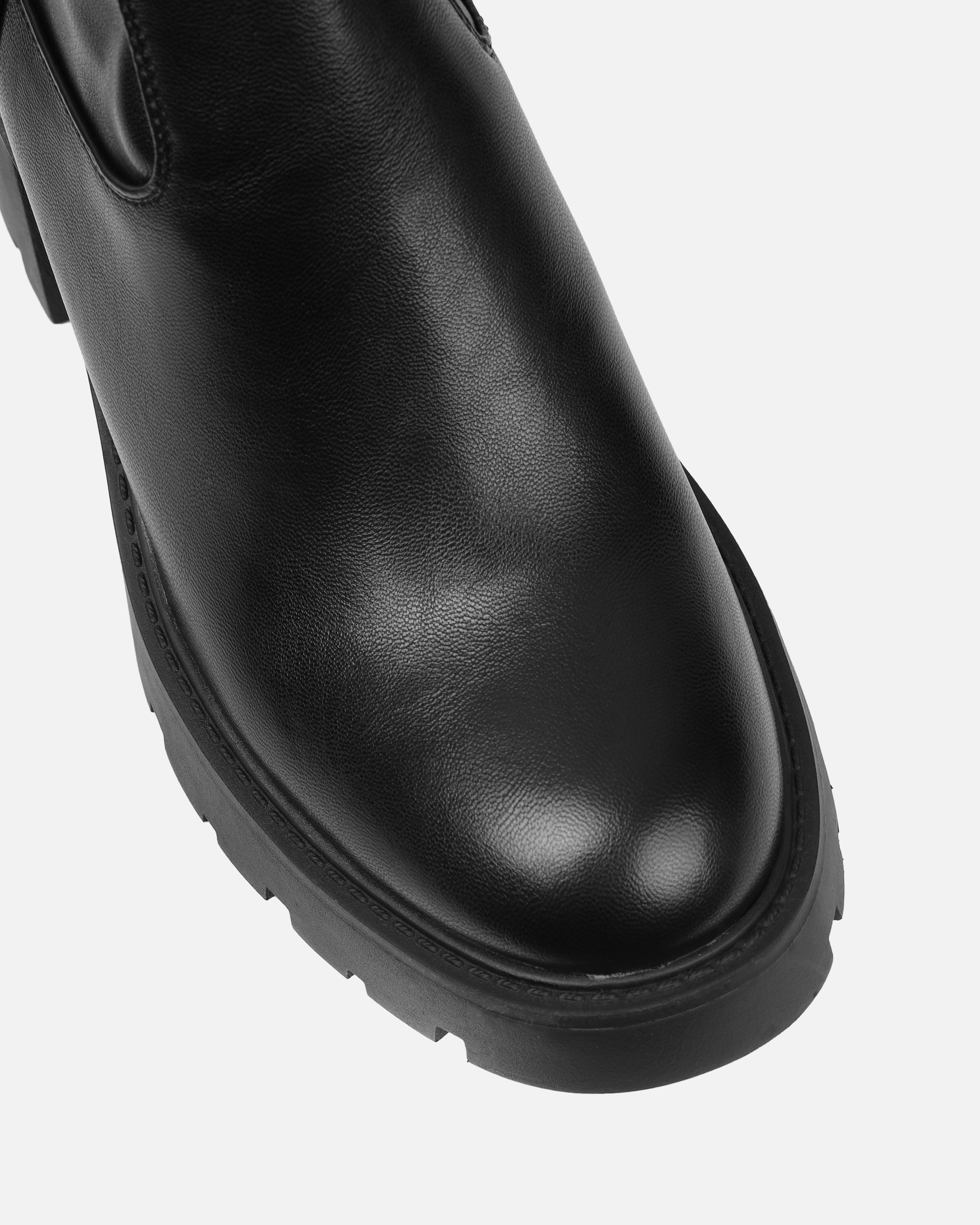 Bryce Black Stretch Knee High Chunky Boots | SIMMI London