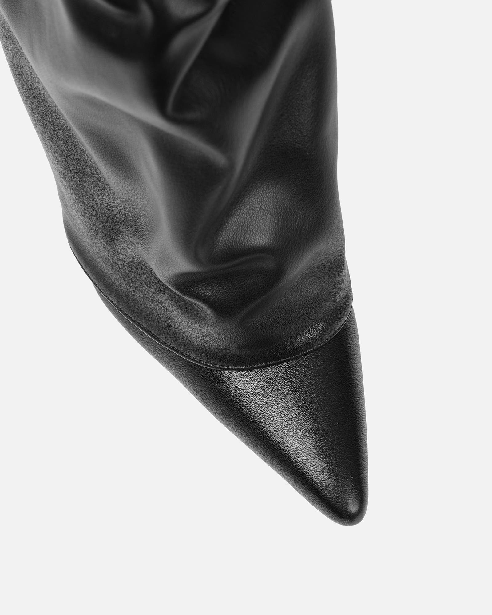 Lukas Black Ruched Fold Over Knee High Boots | SIMMI London