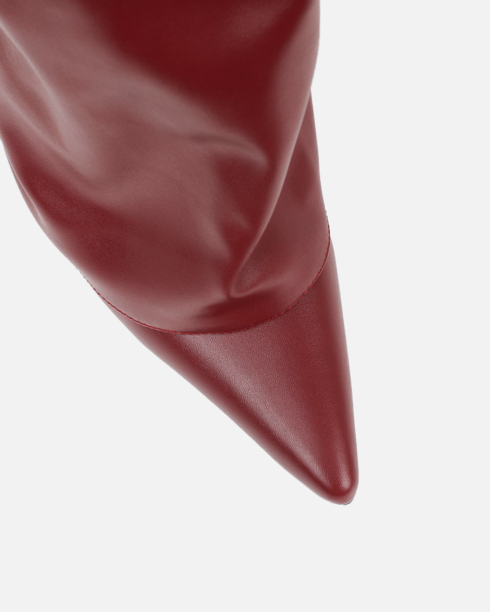 Lukas Burgundy Ruched Fold Over Knee High Boots | SIMMI London