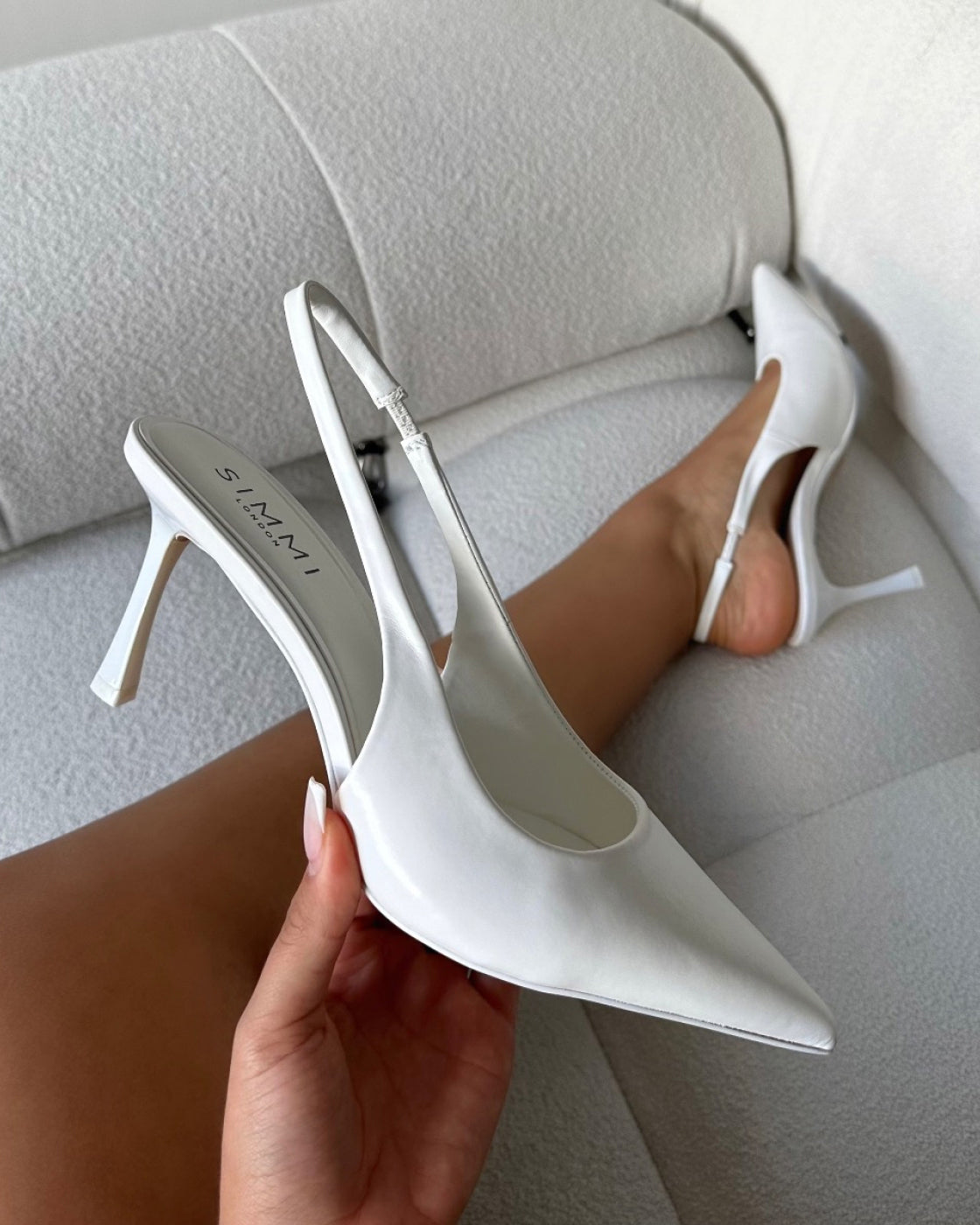 White Box Heels Liorra White Box Sling Back Court Shoes SIMMI
