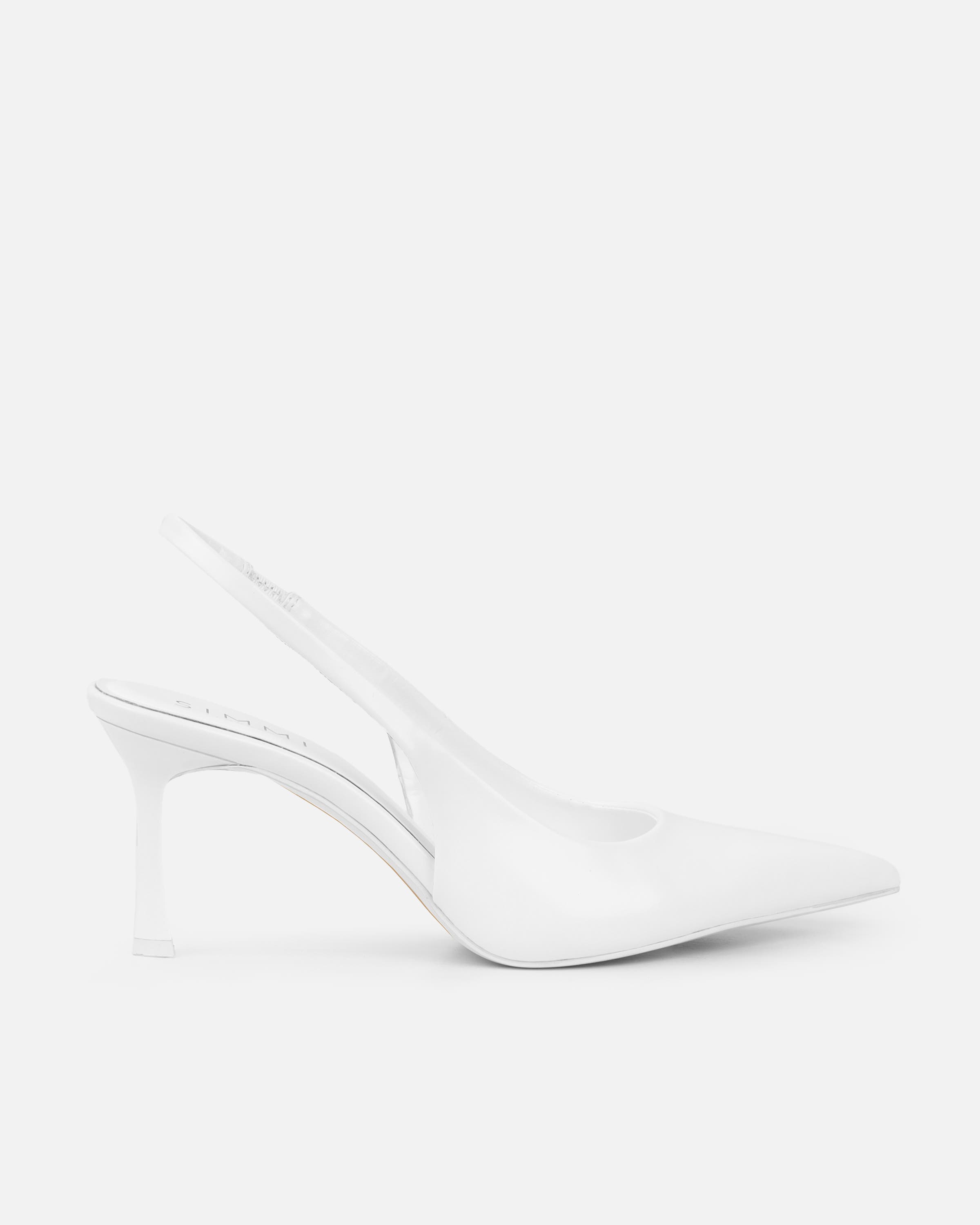 Liorra White Box Sling Back Court Shoes | SIMMI London