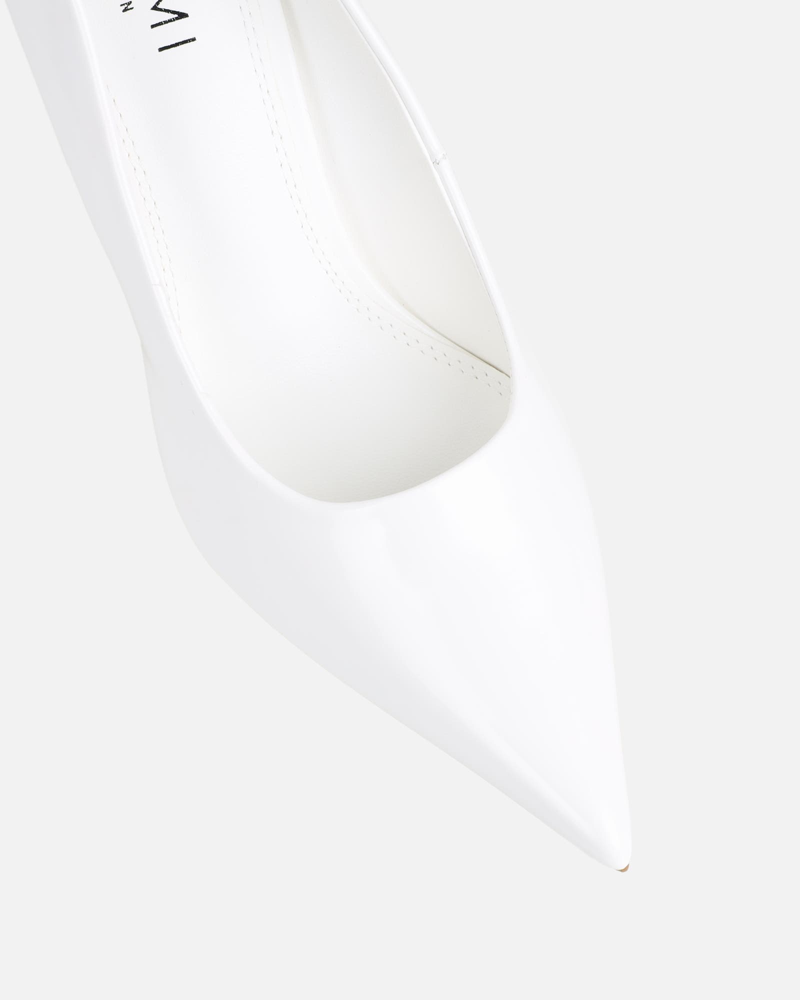 Luka White Low Heeled Court Shoes | SIMMI London