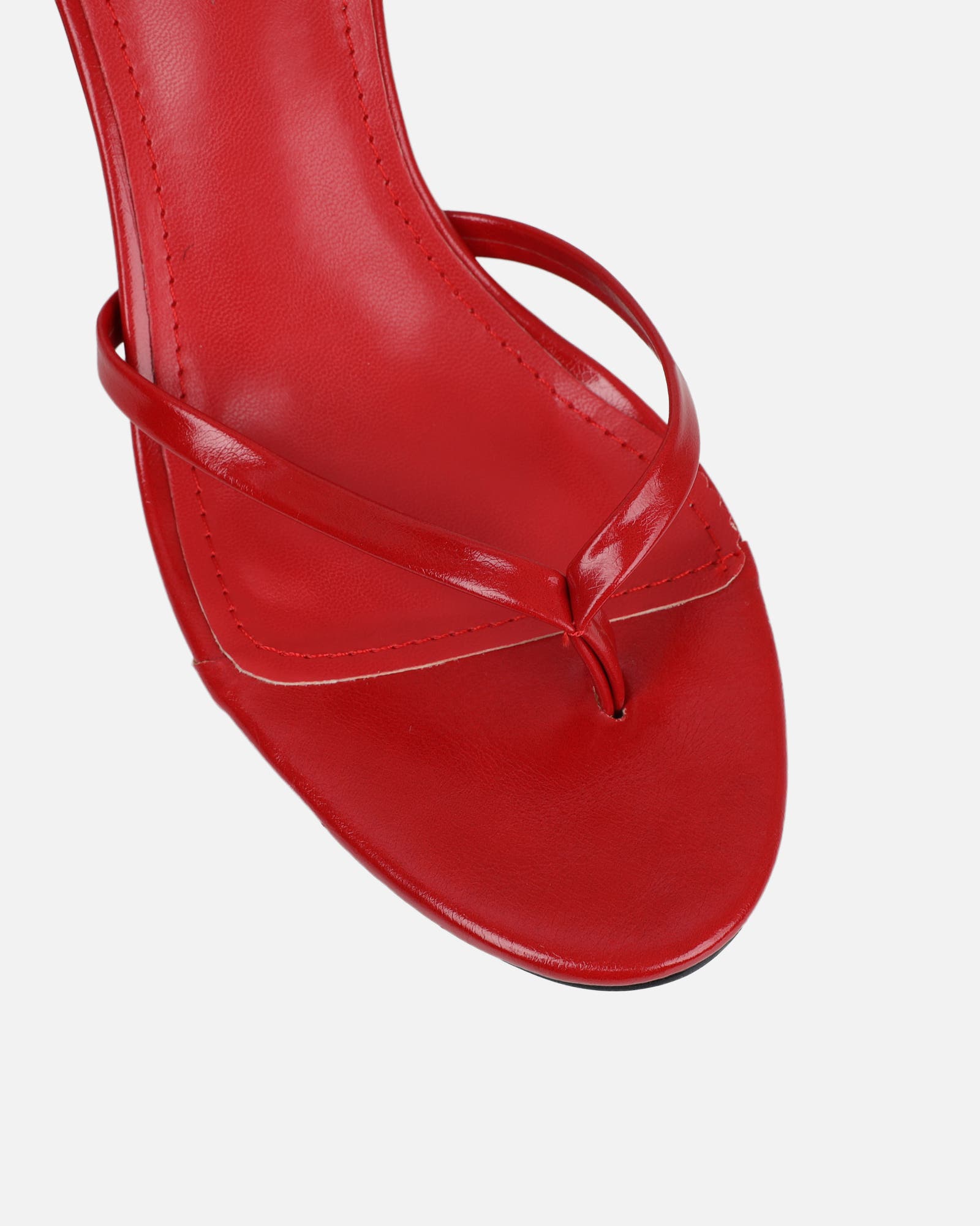 Deanna Red Shiny Toe Thong Low Heeled Sandals | SIMMI London