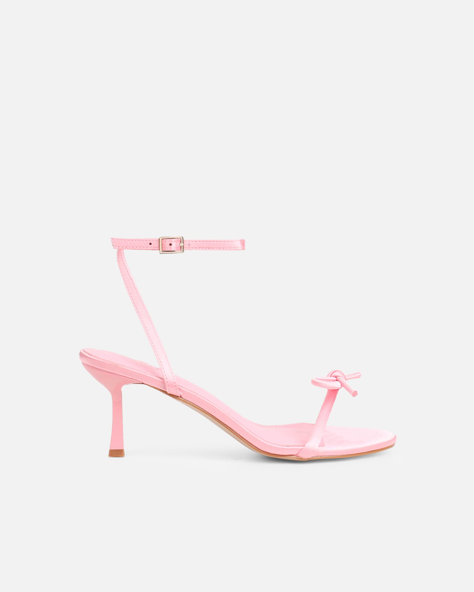 Trina Pink Satin Bow Low Heeled Sandals | SIMMI London