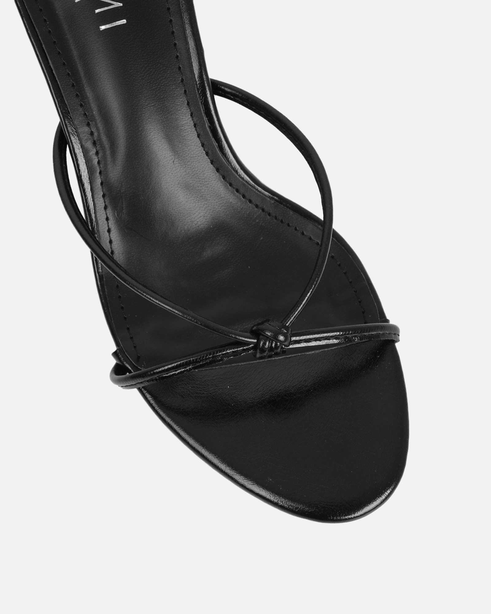 Mines Black Shine Mid Heel Mules | SIMMI London