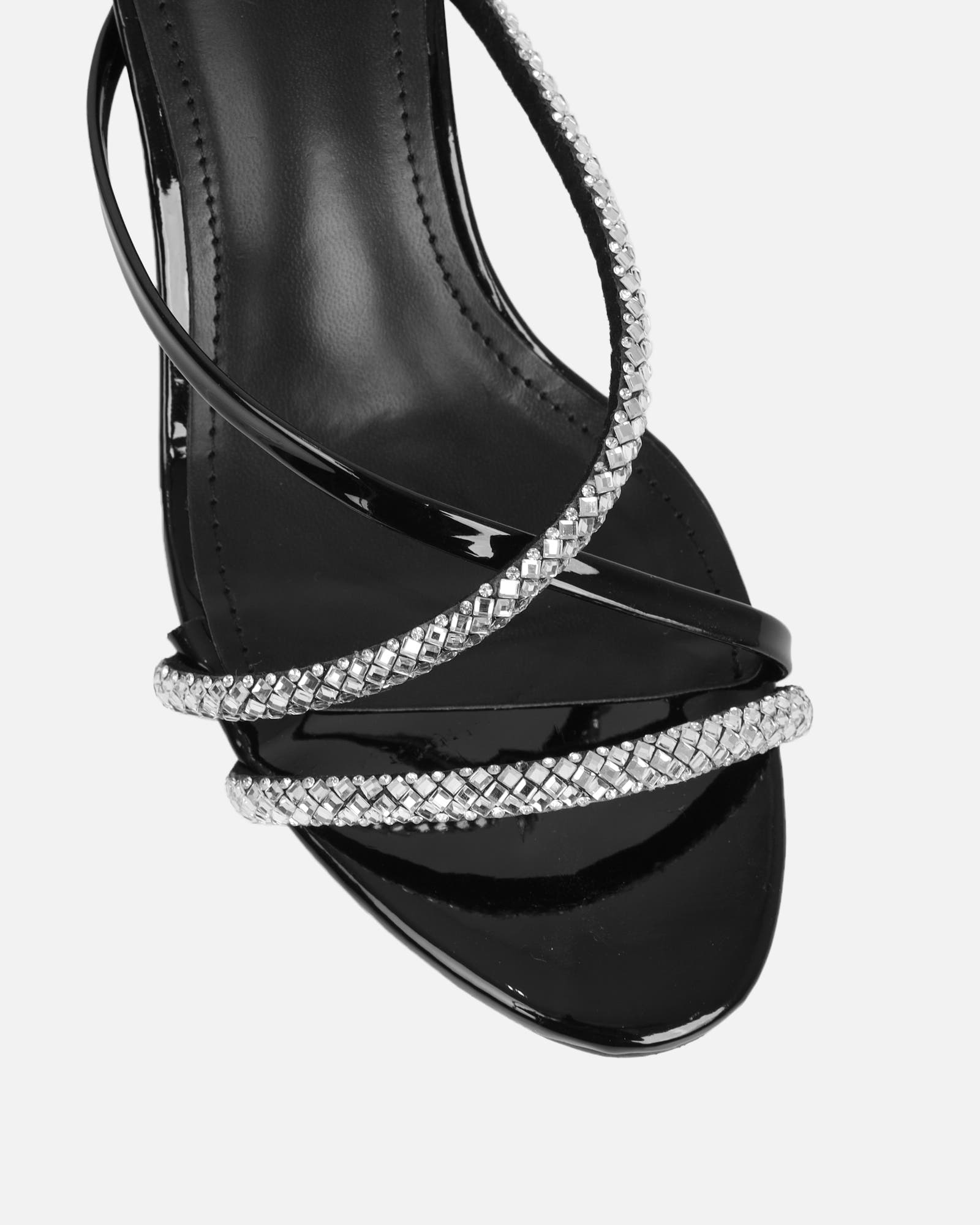 Mefele Black Patent Mid Heel Mules | SIMMI London