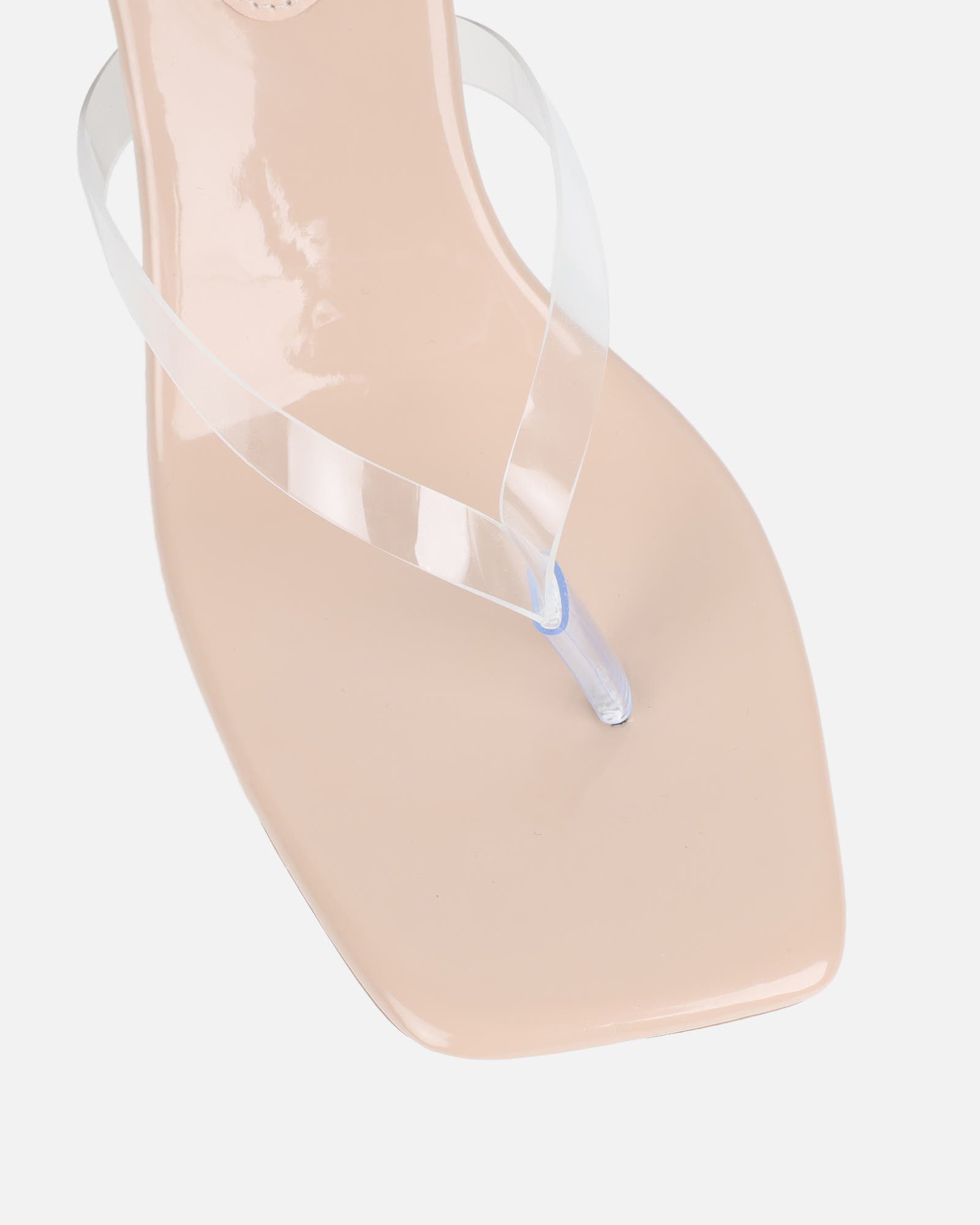 Melba Nude Patent Clear Toe Thong Sandals | SIMMI London