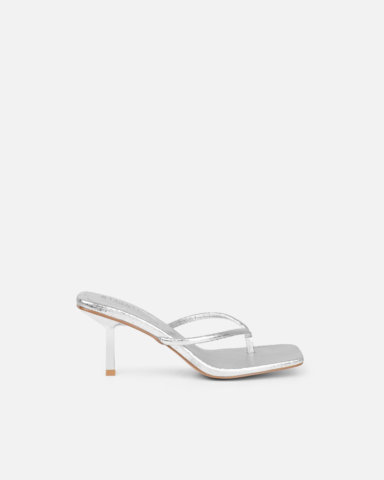 Melba Silver Crackle Padded Toe Thong Sandals | SIMMI London