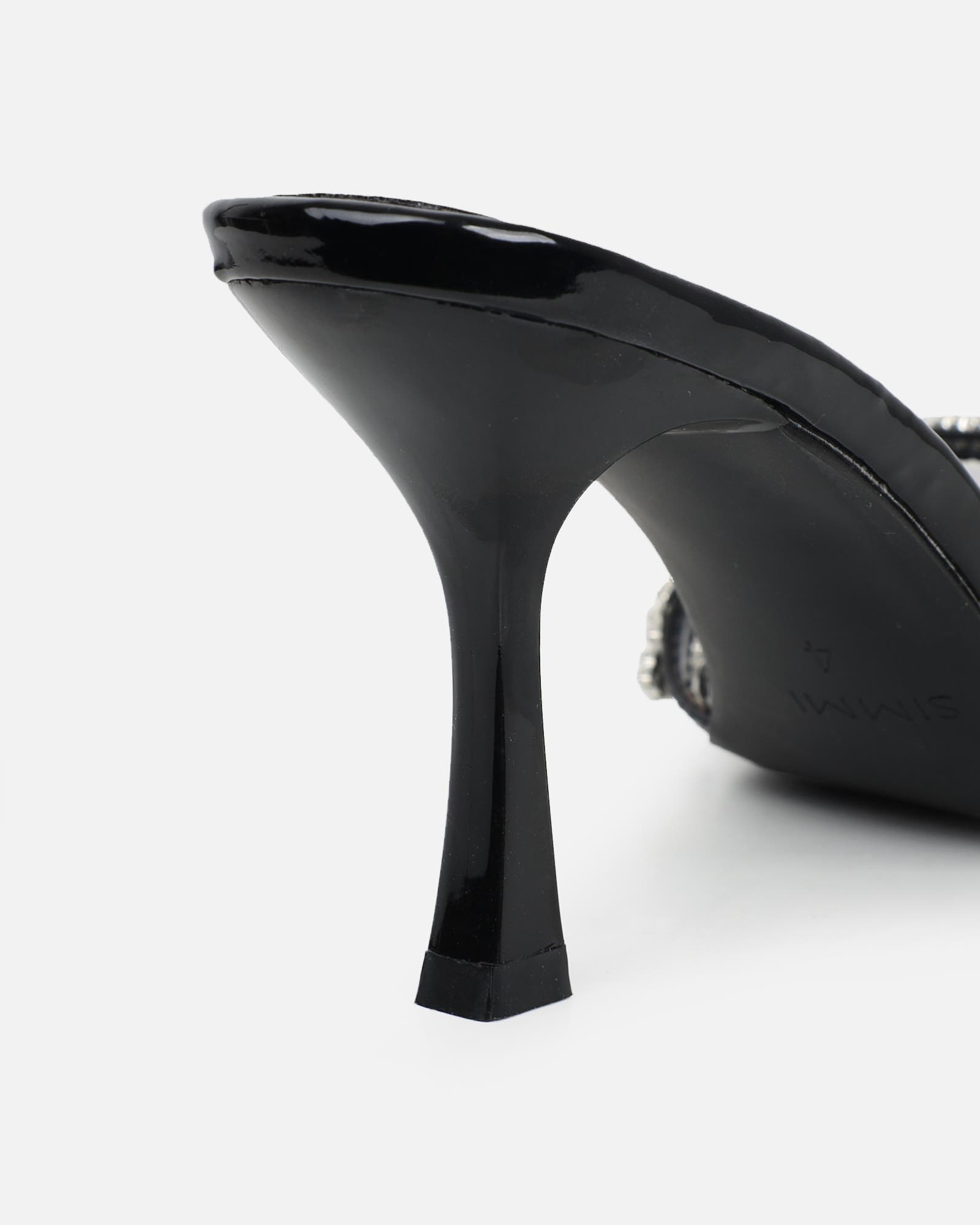 Manux Black Patent Diamante Detail Heeled Sandals | SIMMI London